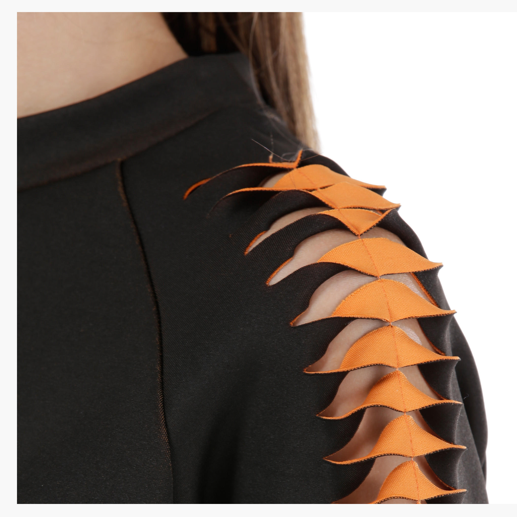 Bonded Top with Slit-Detailed Short Sleeves in Regular Fit-women-clothing-tshirts-image-4