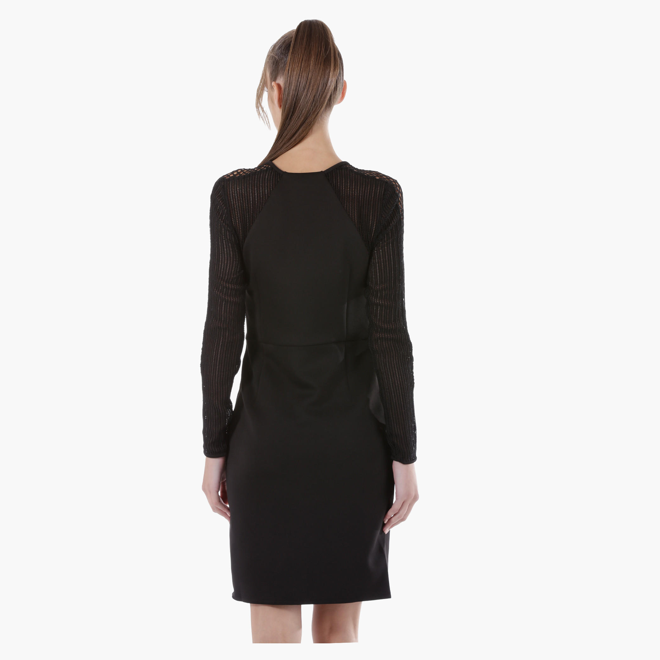 Bodycon Midi Dress with Mesh Sleeves in Regular Fit-women-clothing-dresses-image-2