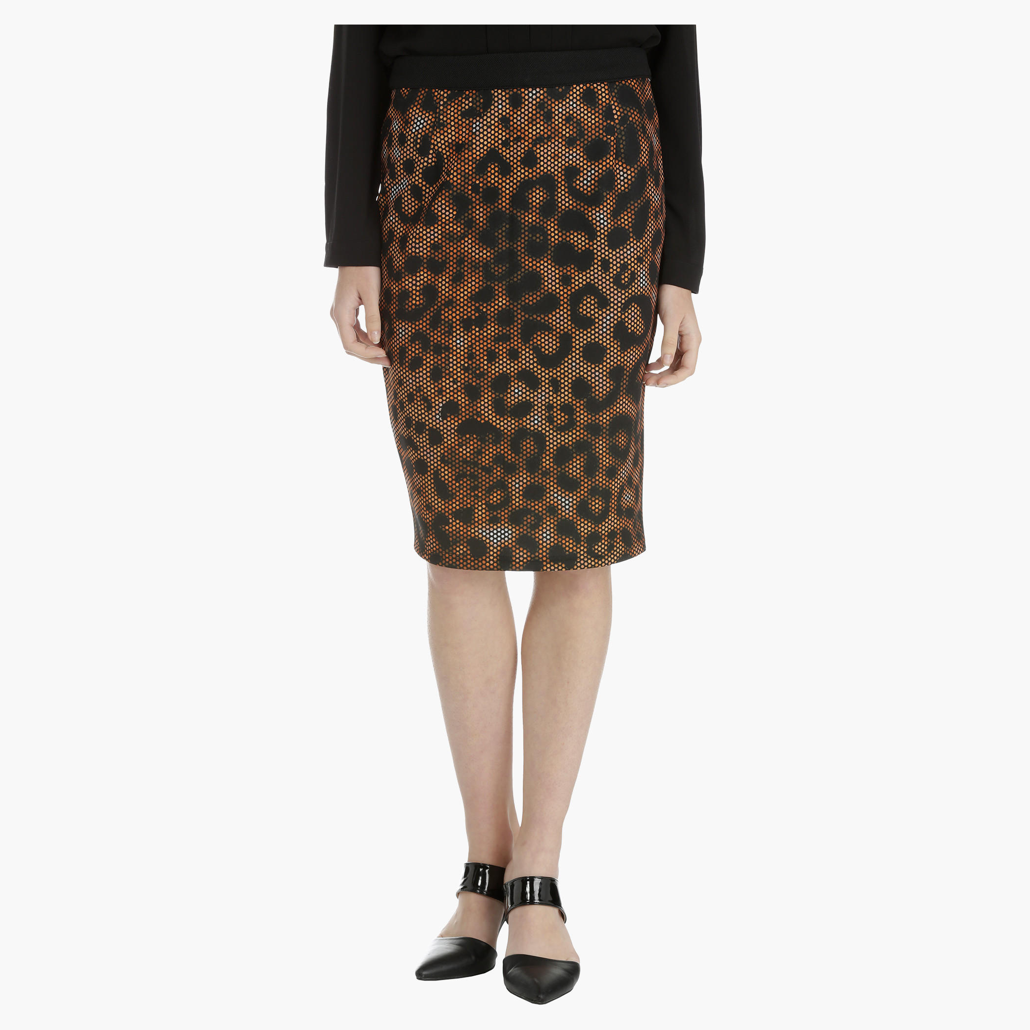 Pencil Skirt with Printed Panel-women-clothing-bottoms-skirts-image-1
