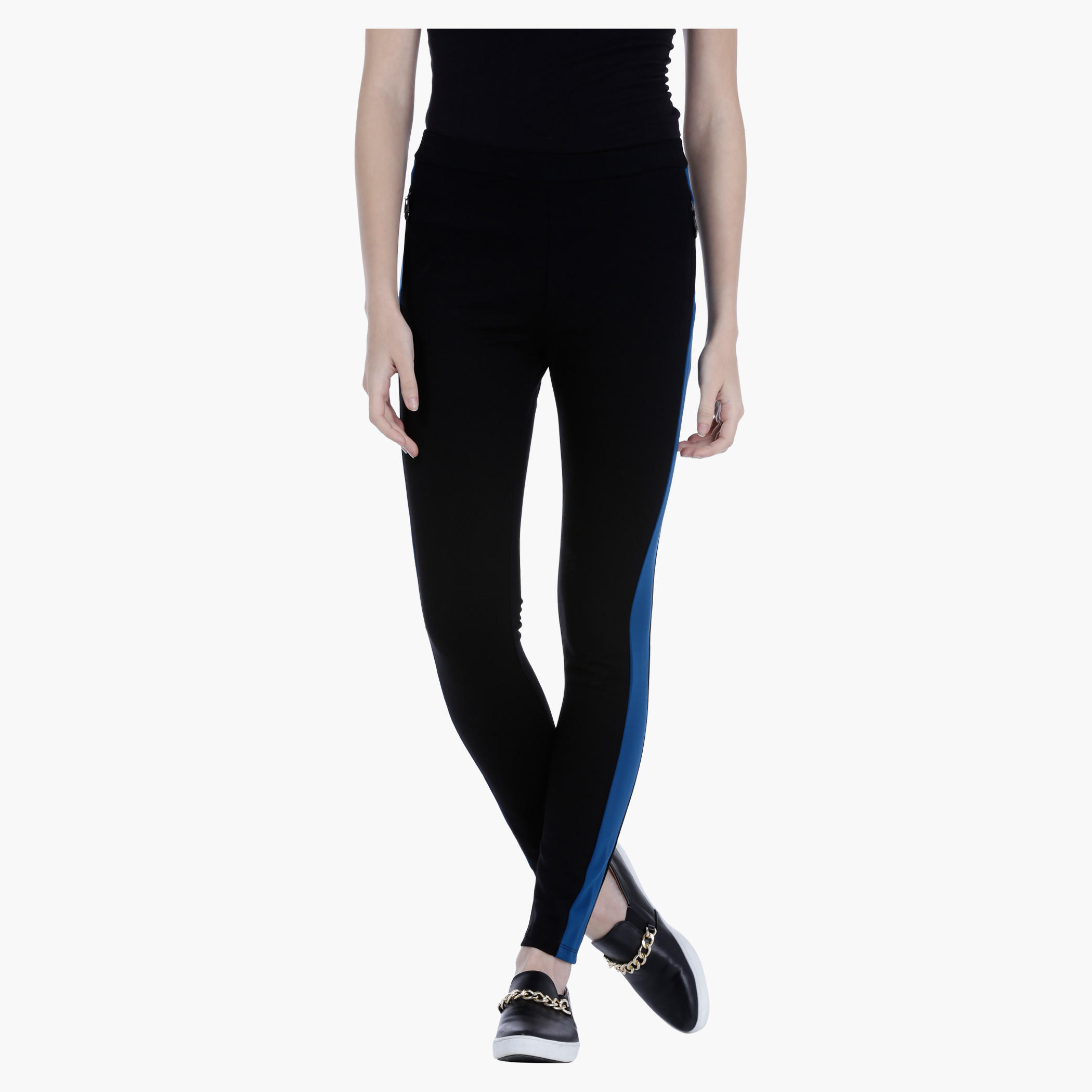 Colour-Blocked Leggings in Regular Fit-women-clothing-bottoms-leggings-image-1