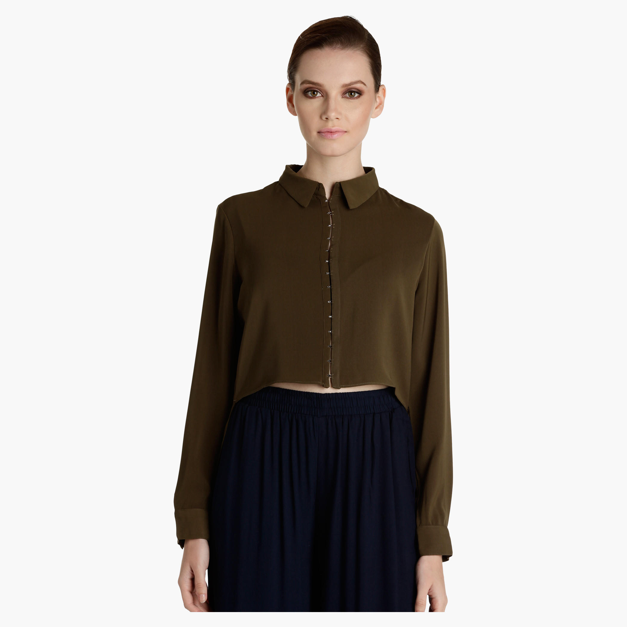 Crop Shirt with Long Sleeves-women-clothing-shirtsandblouses-blouses-image-1
