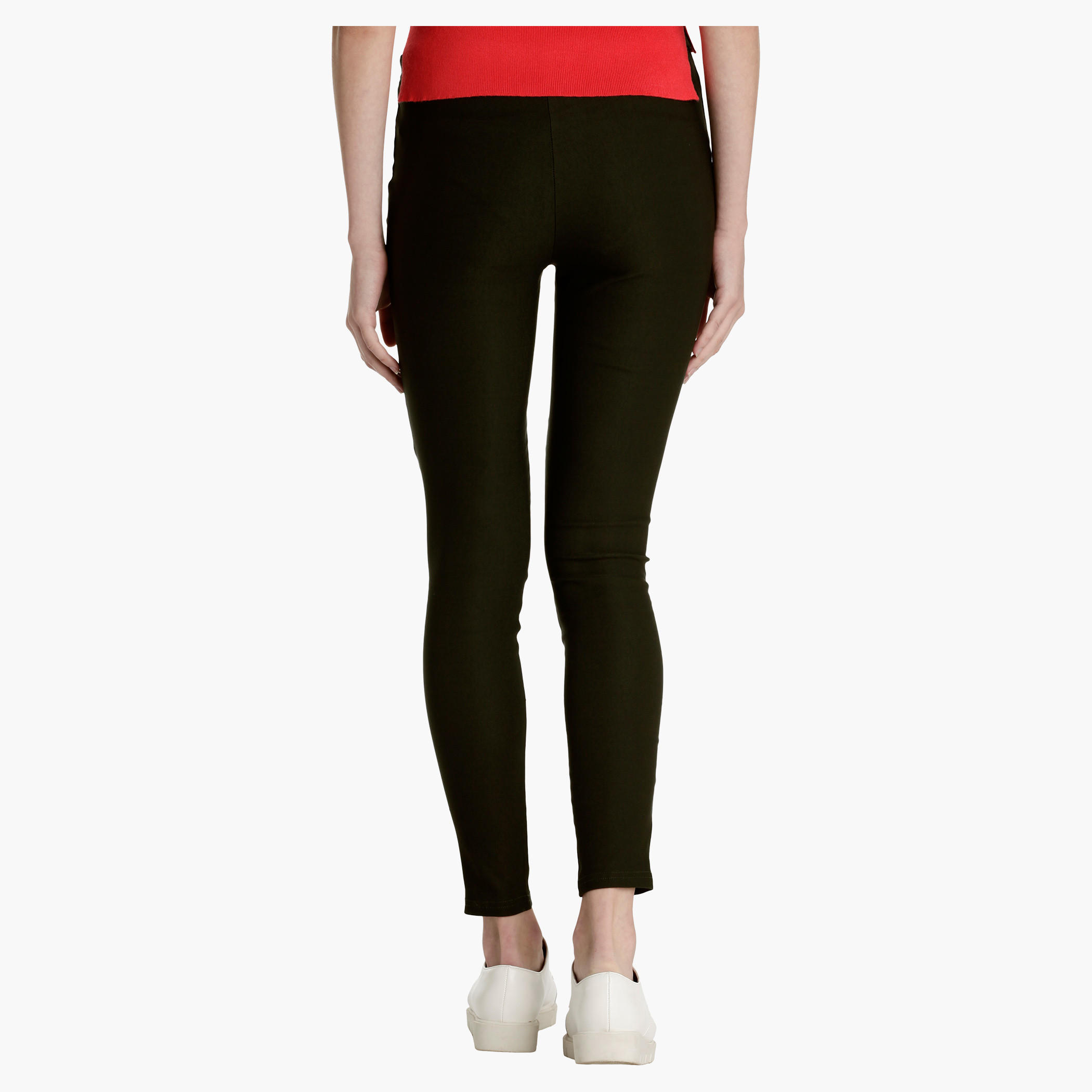 Slim Fit Pants with Lace Detail on Front-women-clothing-bottoms-leggings-image-2