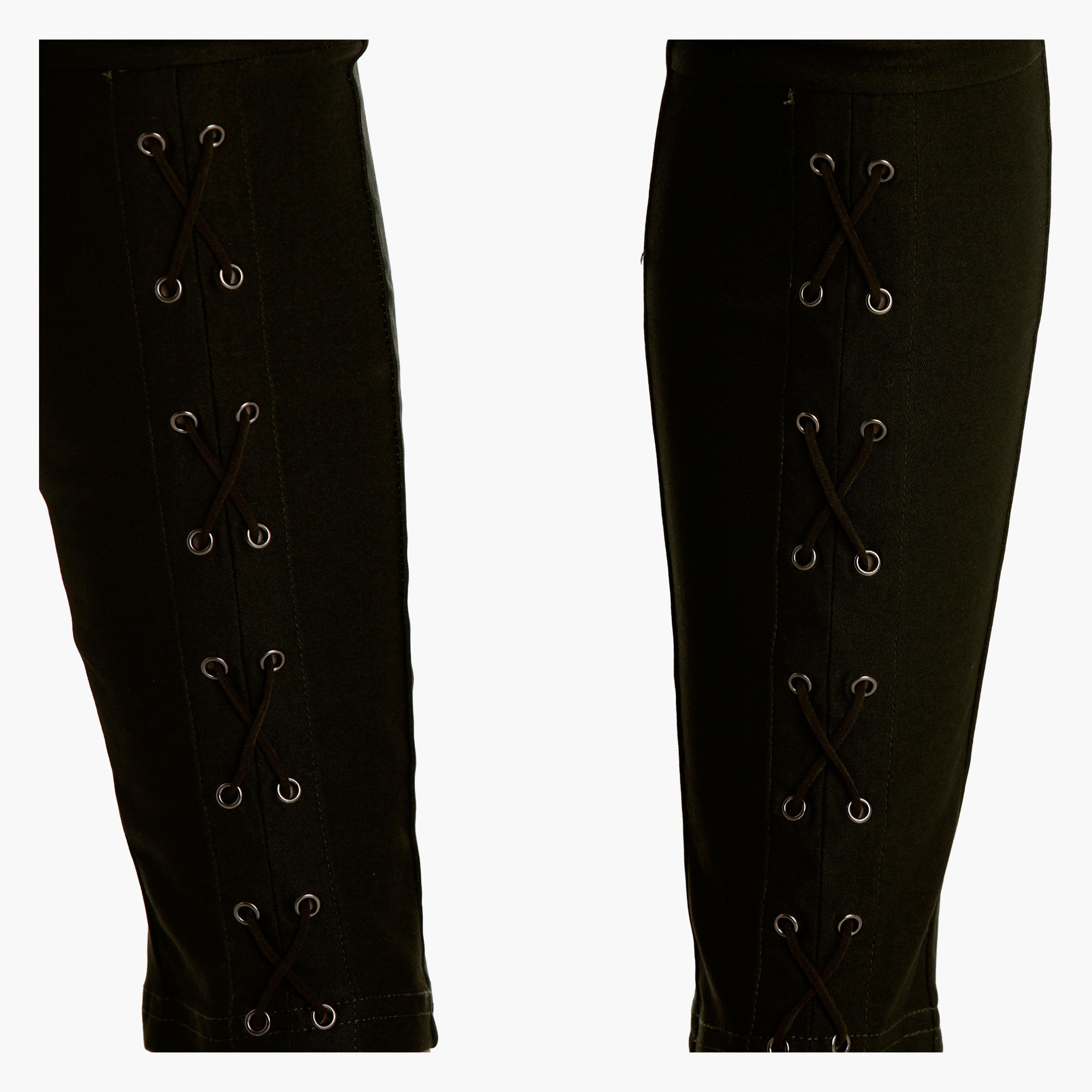 Slim Fit Pants with Lace Detail on Front-women-clothing-bottoms-leggings-image-4