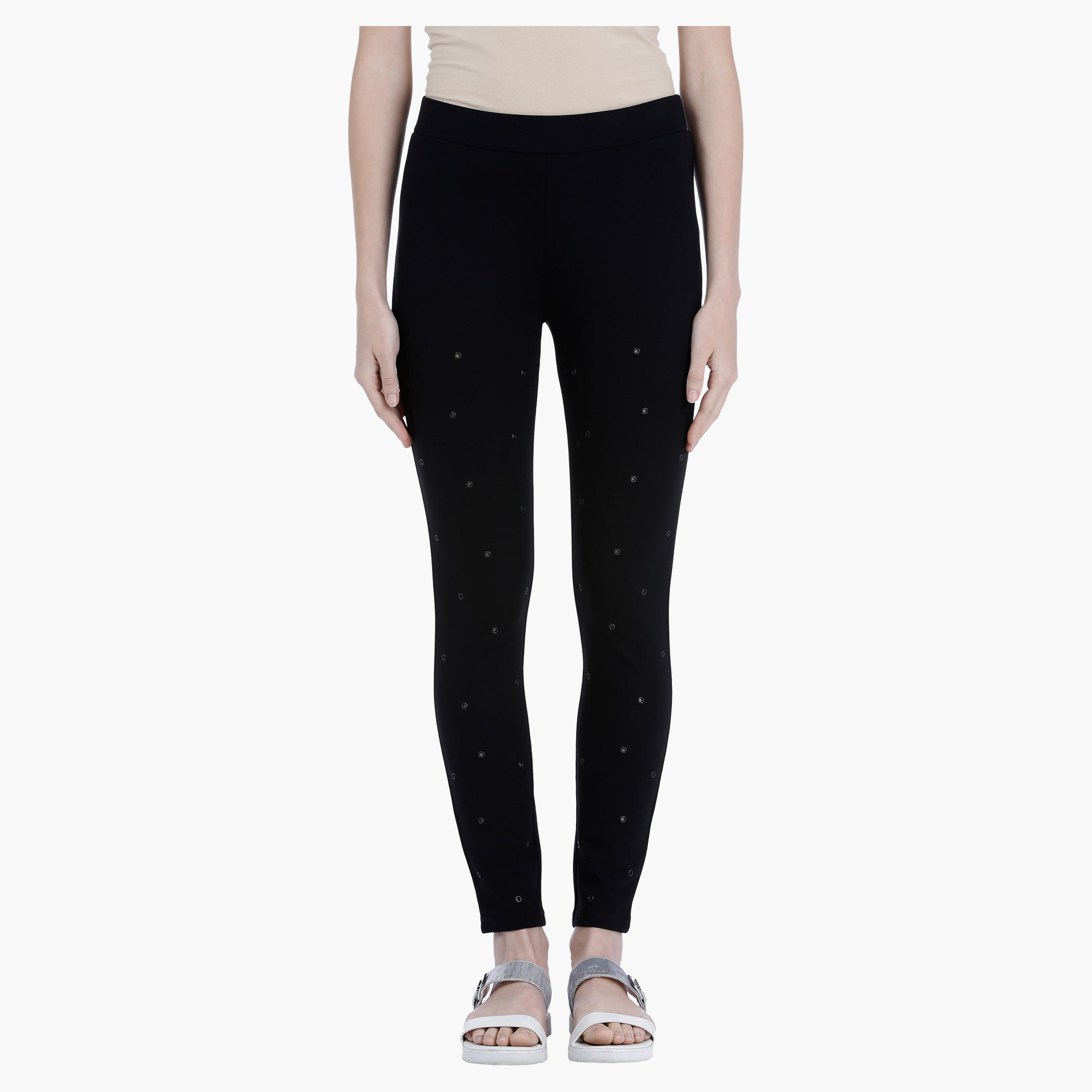 Embelished Leggings with Elasticised Waistband-women-clothing-bottoms-leggings-image-1