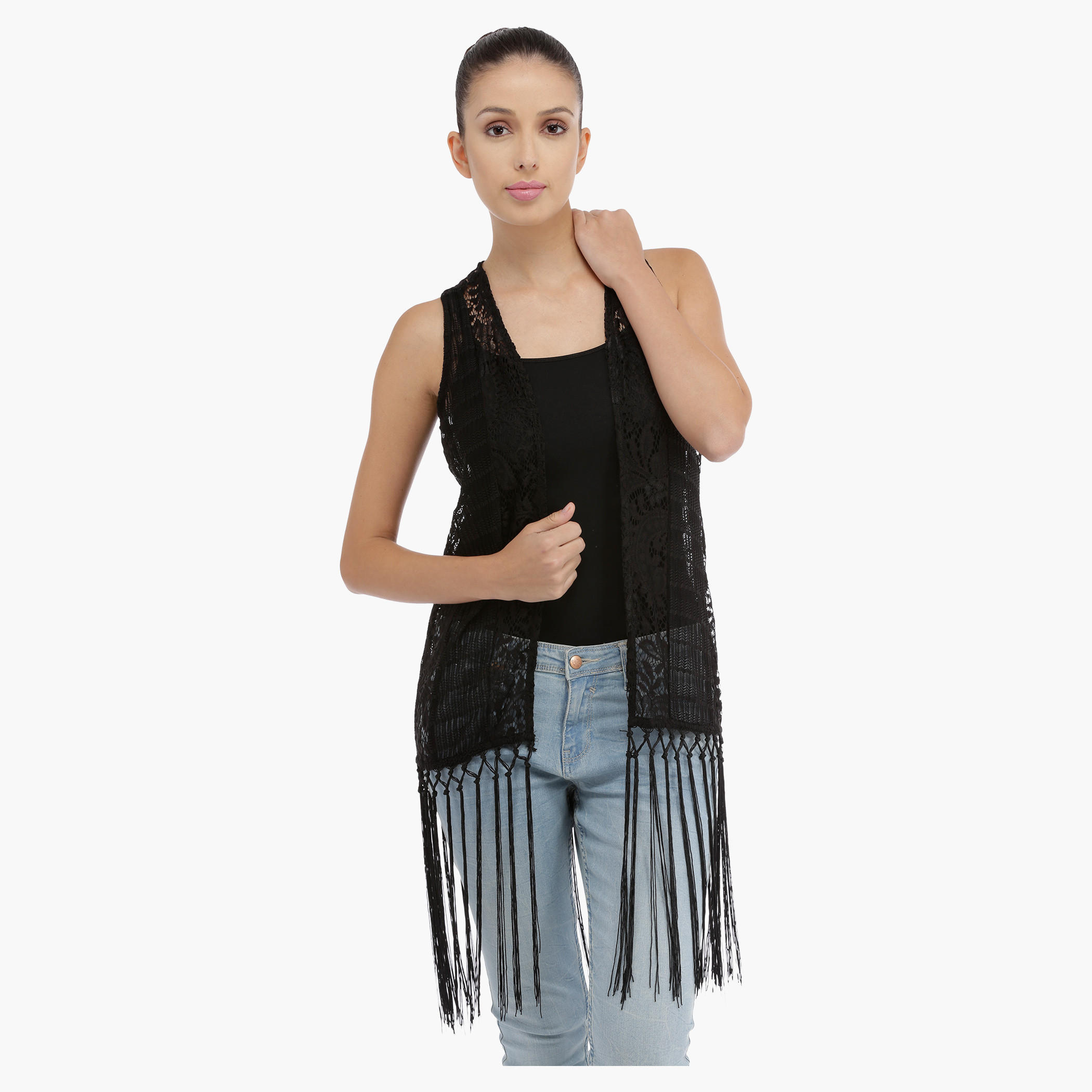 Sleeveless Shrug with Tassels-women-clothing-shirtsandblouses-blouses-image-1