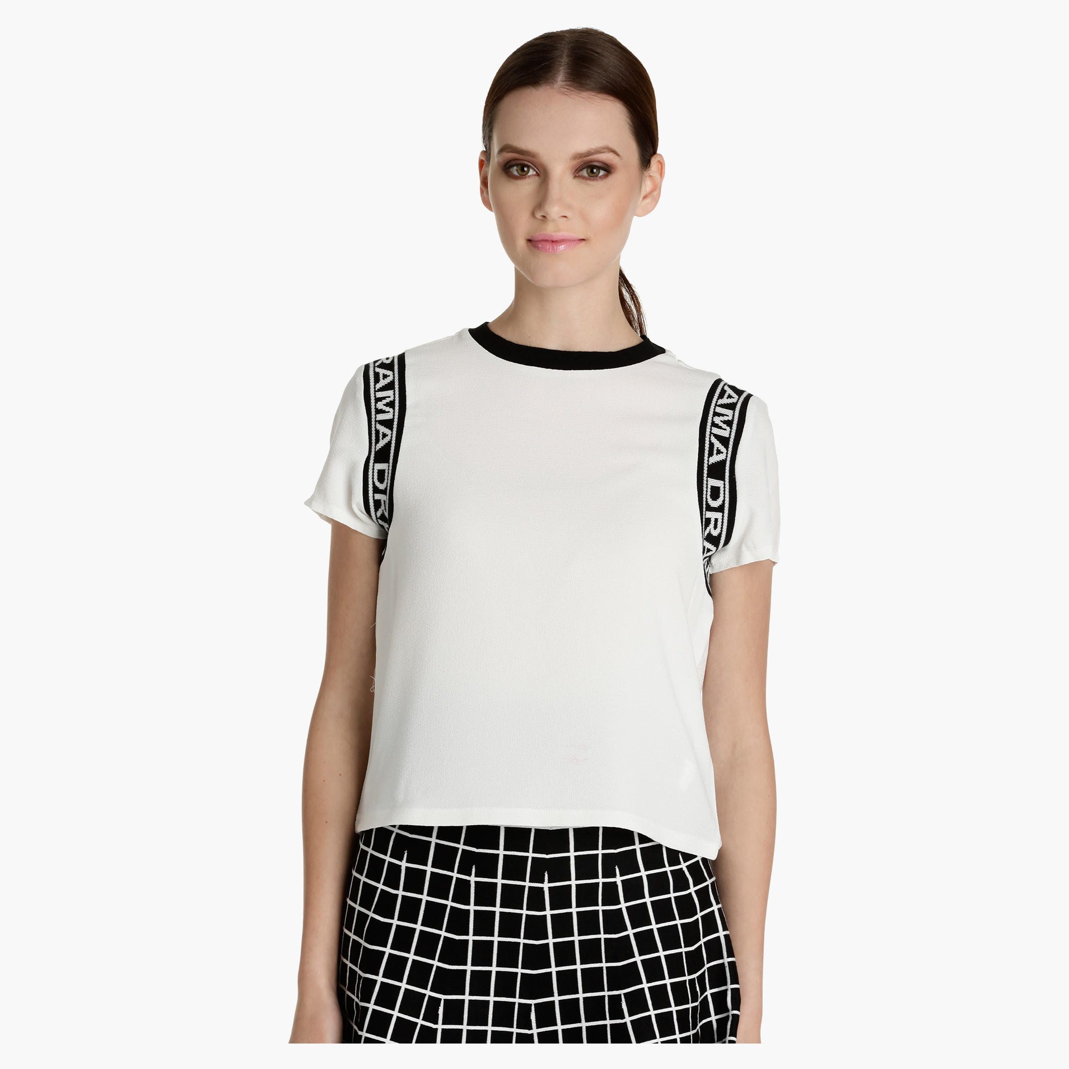 Box Top with Crew Neck and Short Sleeves-women-clothing-shirtsandblouses-blouses-image-1