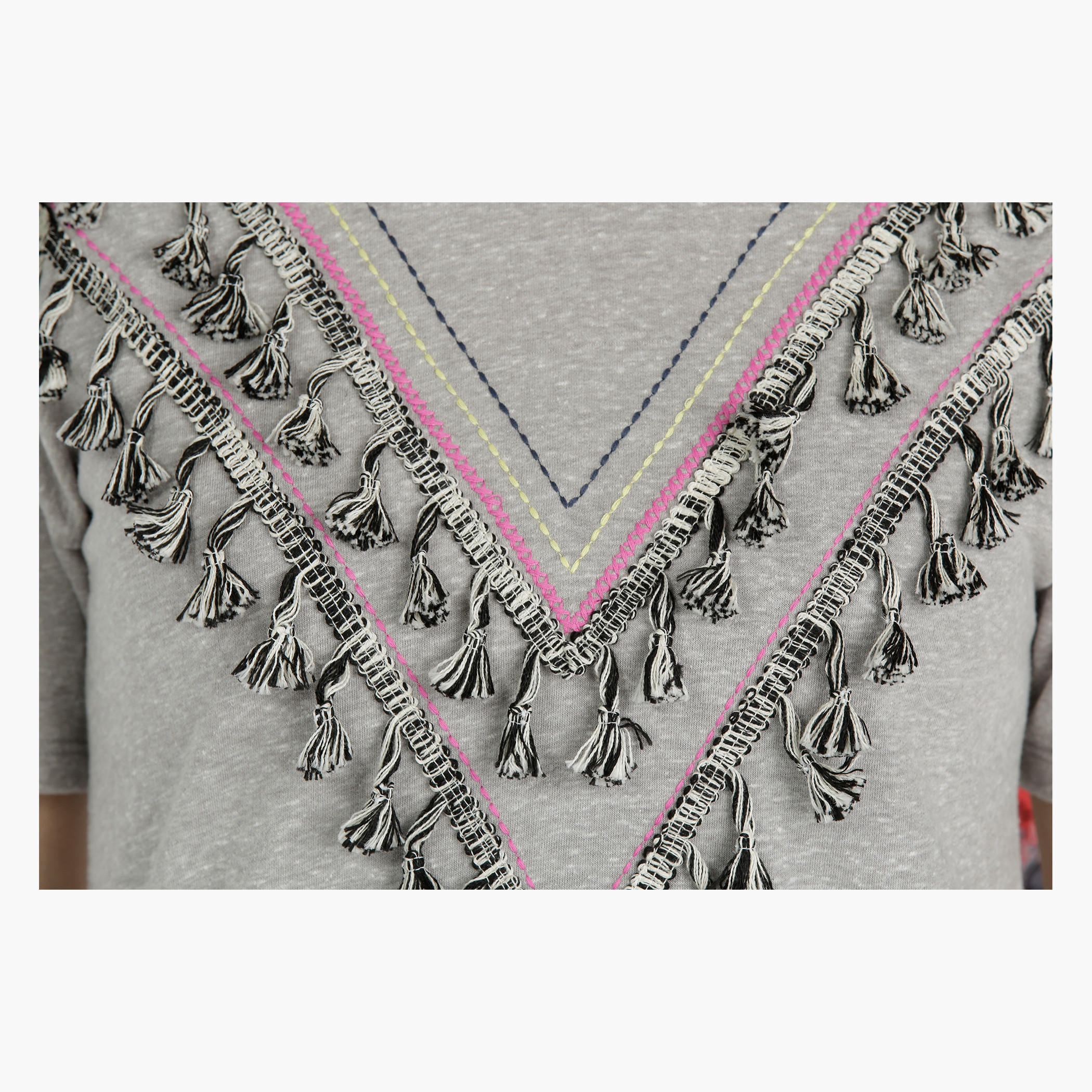 Embroidered T-shirt with Tassel Detailing-women-clothing-tshirts-image-4