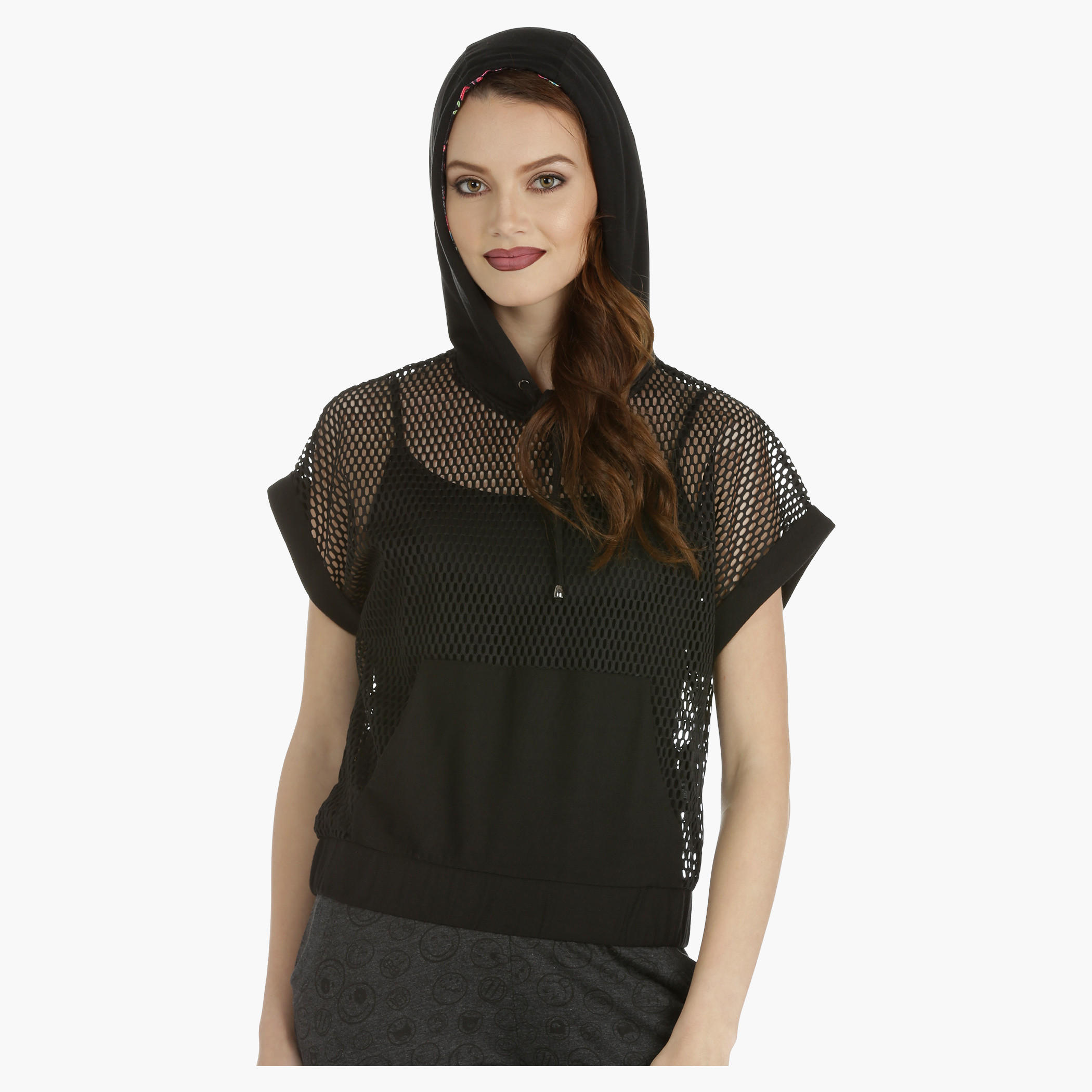 Hoodie Top with Mesh panel-women-winterwear-hoodiesandsweatshirts-hoodies-image-1