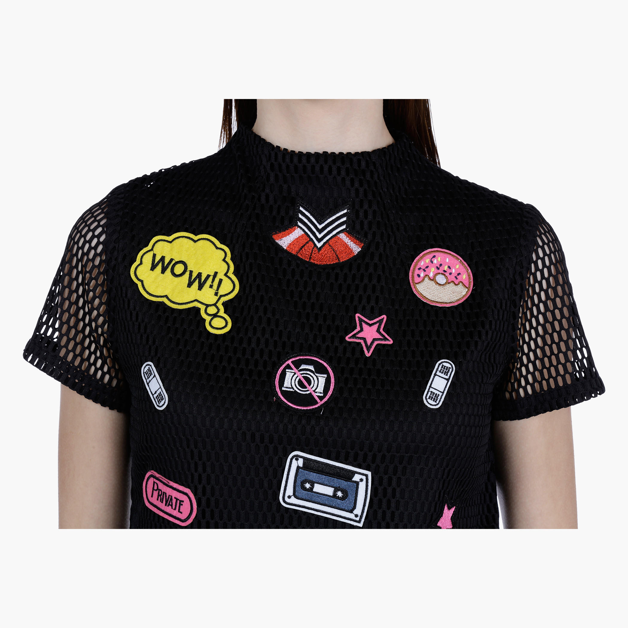 Embroidered Shift Dress with Mesh Detail-women-clothing-dresses-image-4