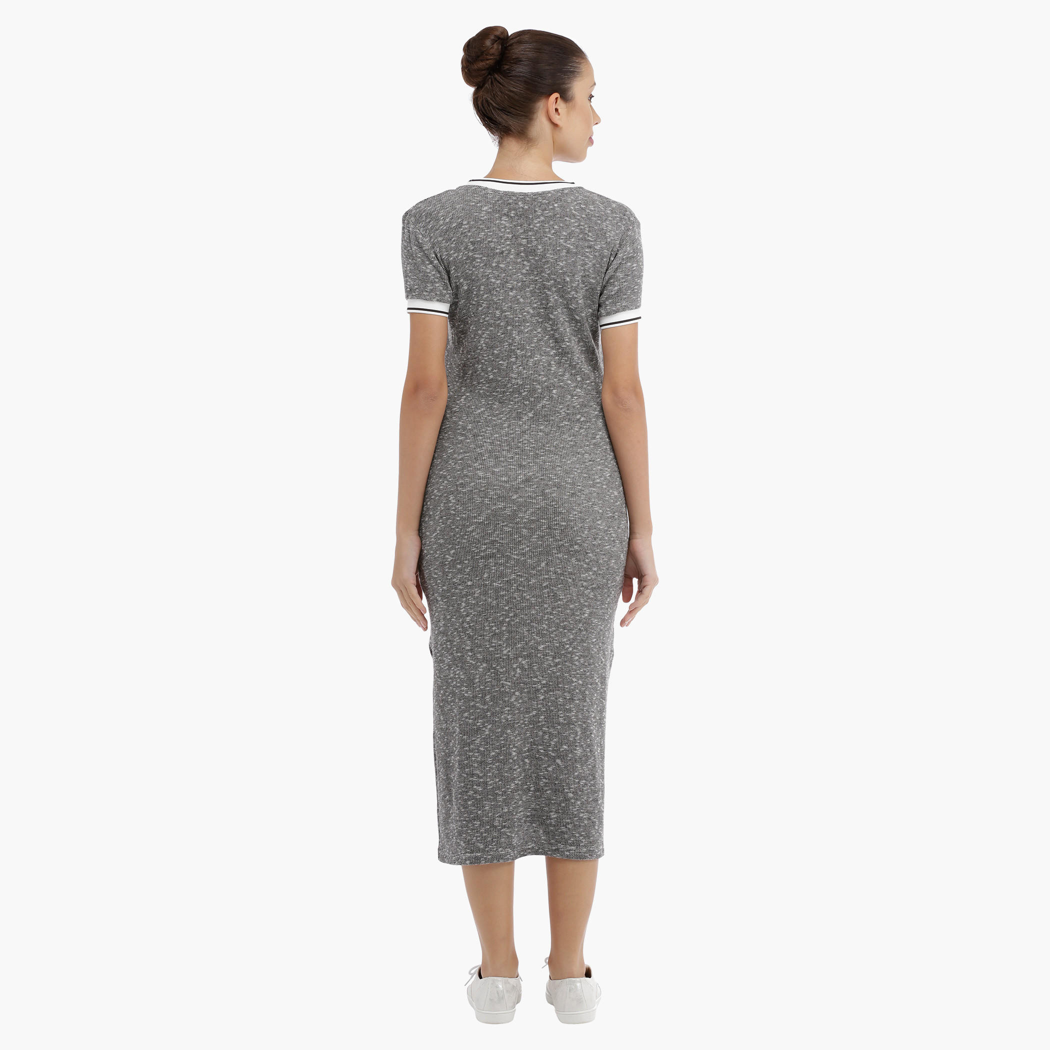 Melange Maxi Dress with Short Sleeves-women-clothing-dresses-image-2