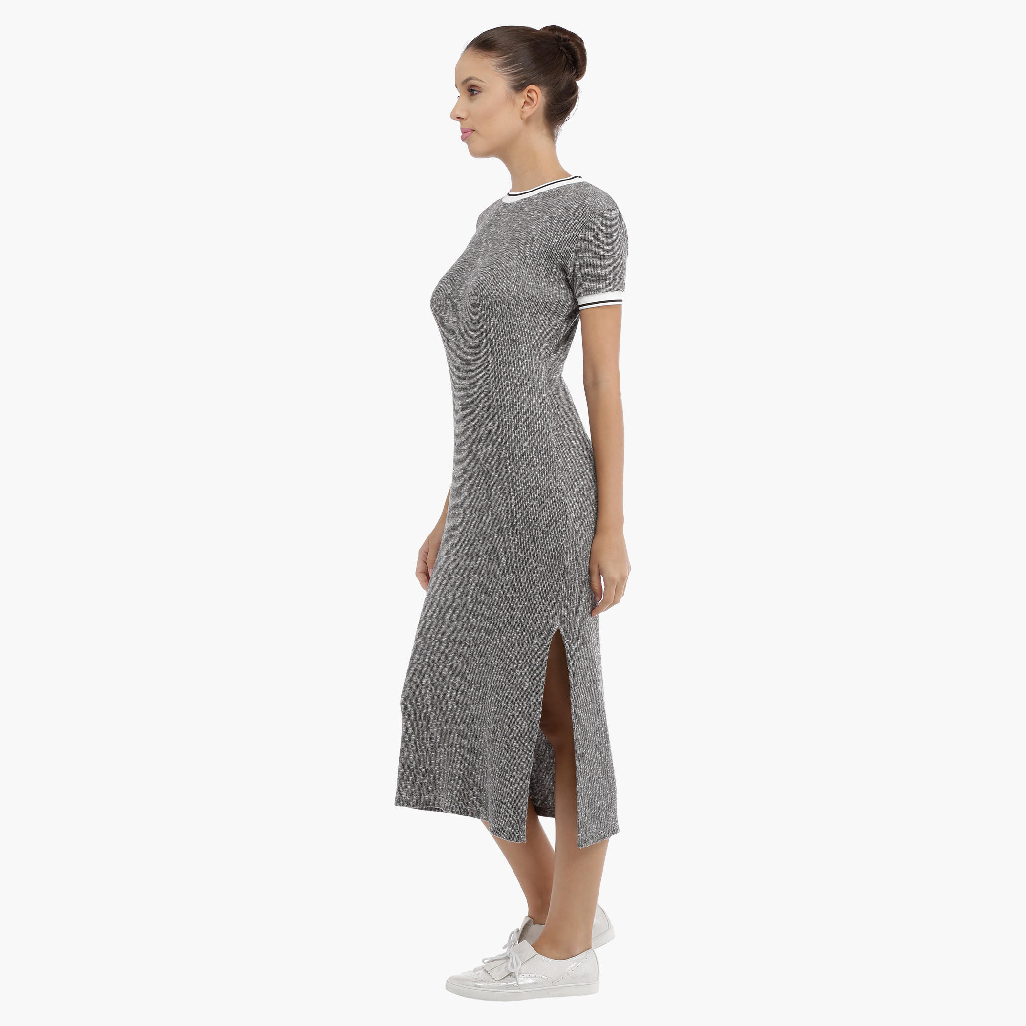 Melange Maxi Dress with Short Sleeves-women-clothing-dresses-image-3