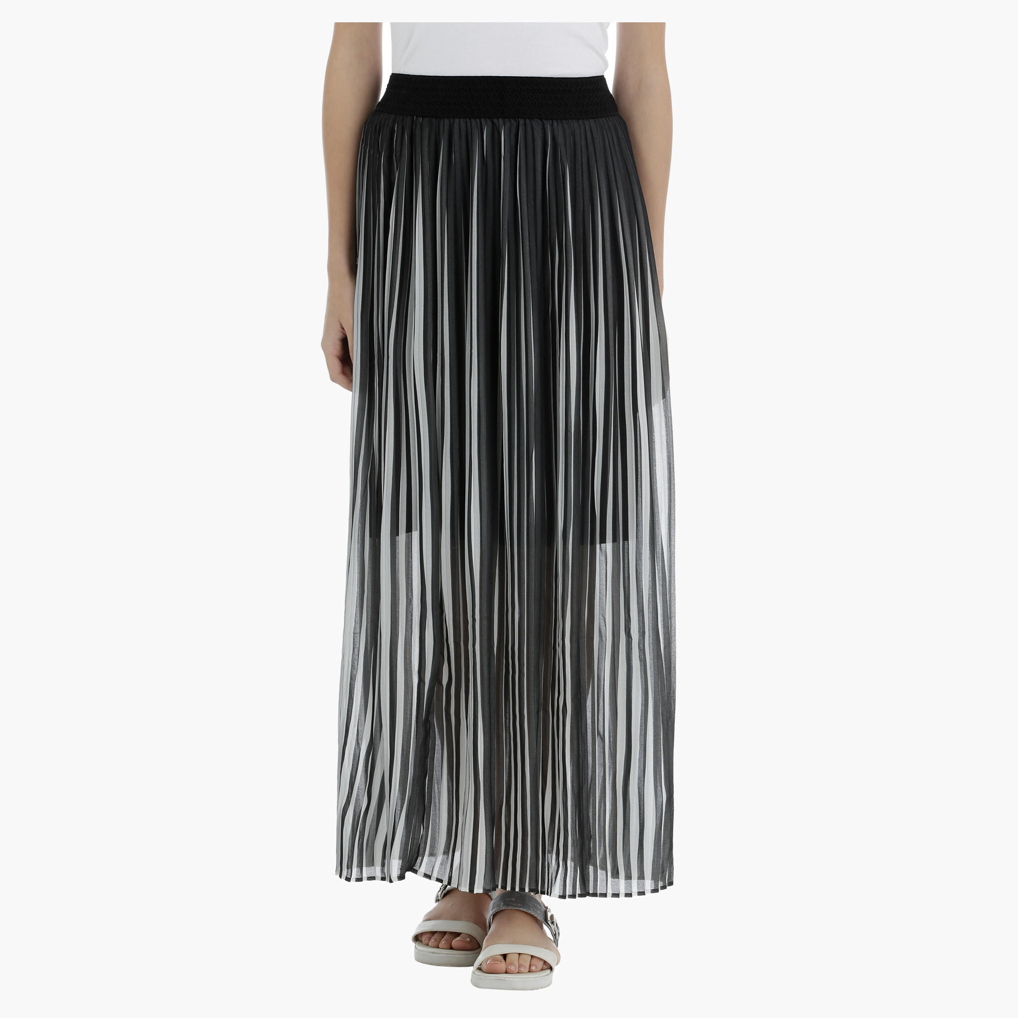 Pleated Maxi Skirt with Elasticised Waistband-women-clothing-bottoms-skirts-image-1
