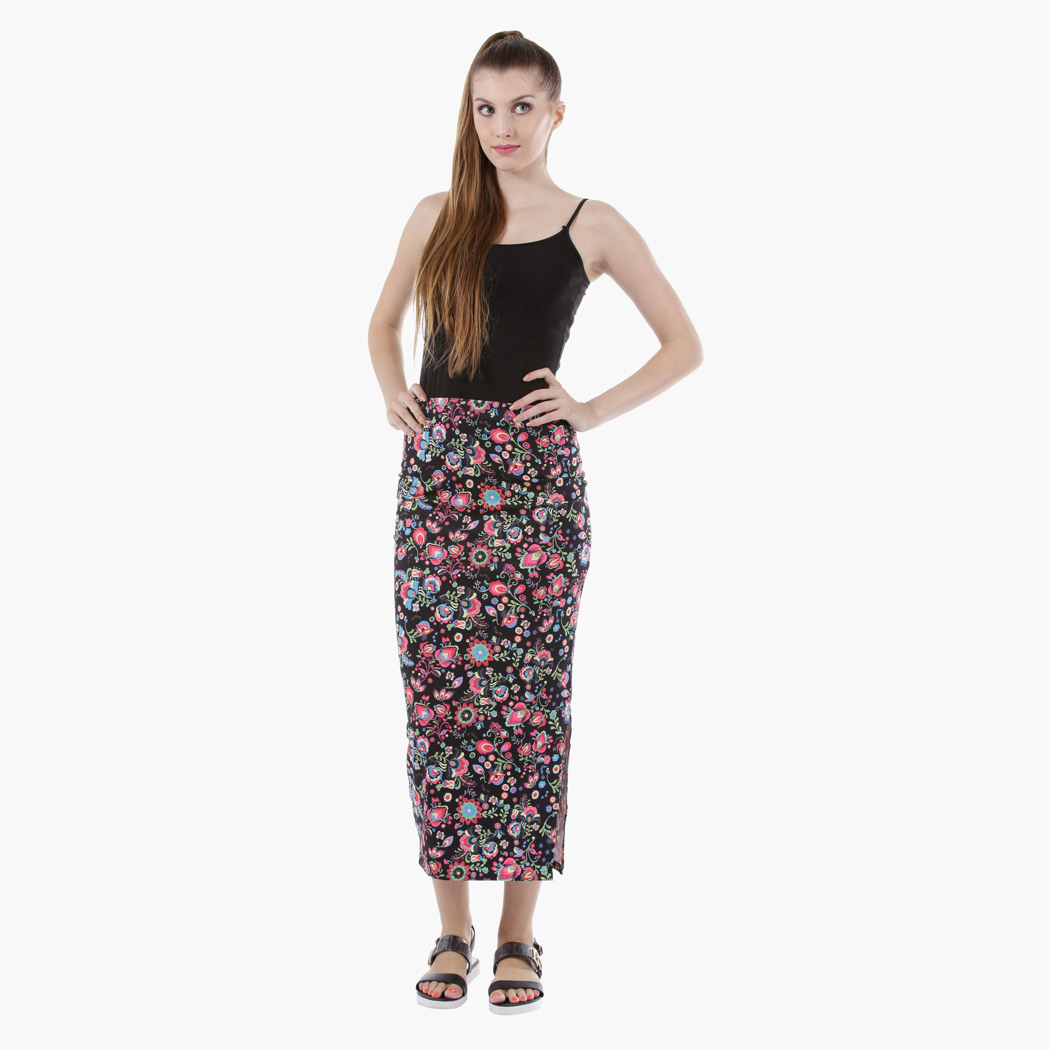 Printed Midi Column Skirt in Regular Fit-women-clothing-bottoms-skirts-image-1