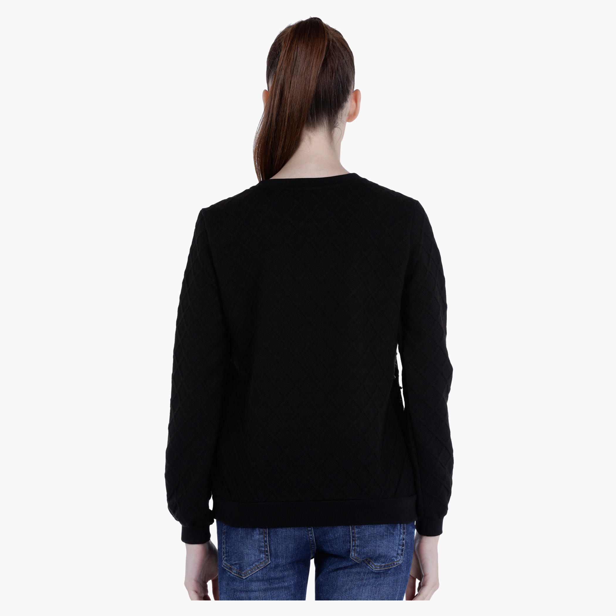 Quilted Sweatshirt with Embellishments and Long Sleeves-women-winterwear-hoodiesandsweatshirts-sweatshirts-image-2