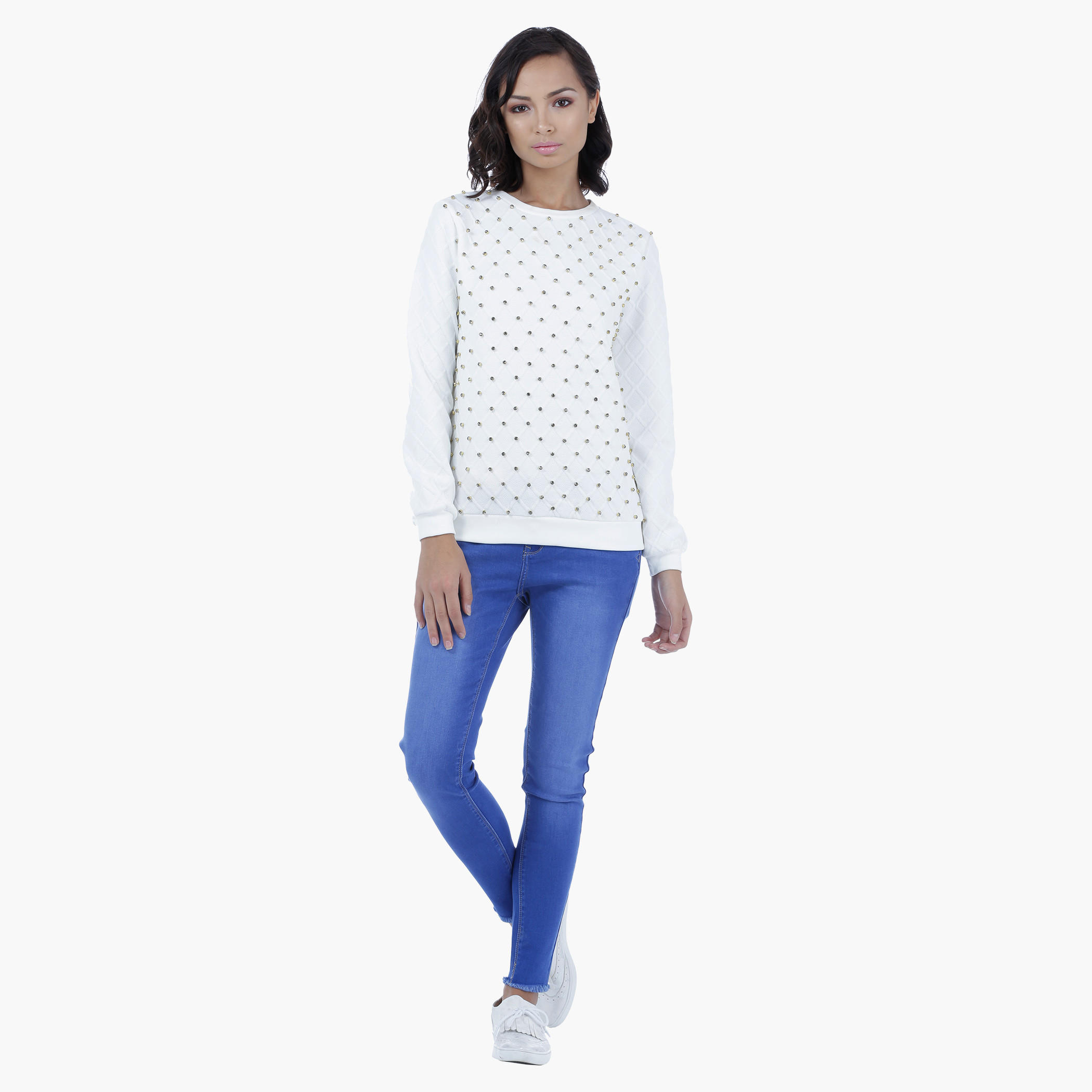 Embellished Sweat Top with Long Sleeves-women-winterwear-hoodiesandsweatshirts-sweatshirts-image-5