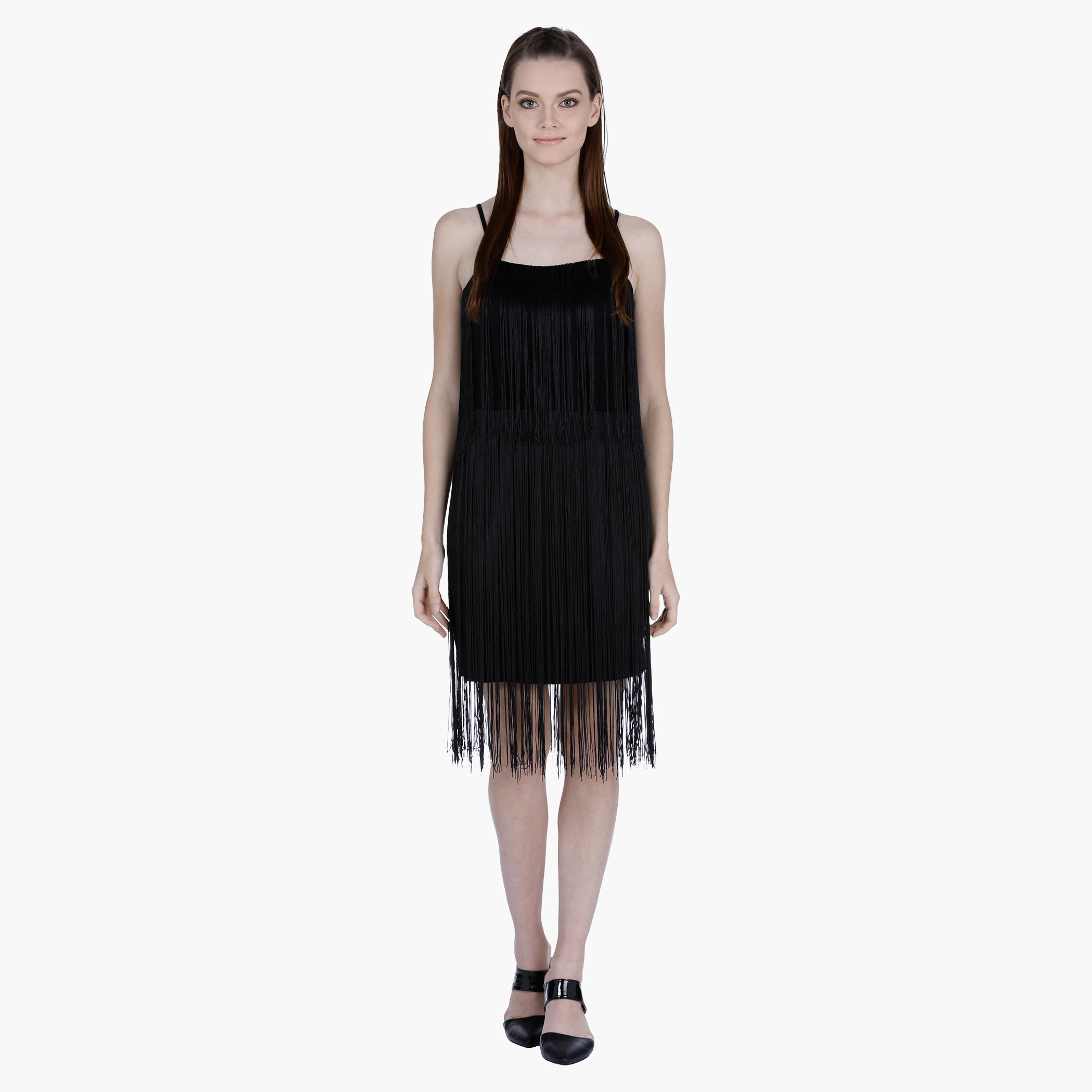 Fringed Shift Dress with Spaghetti Straps-women-clothing-dresses-image-4