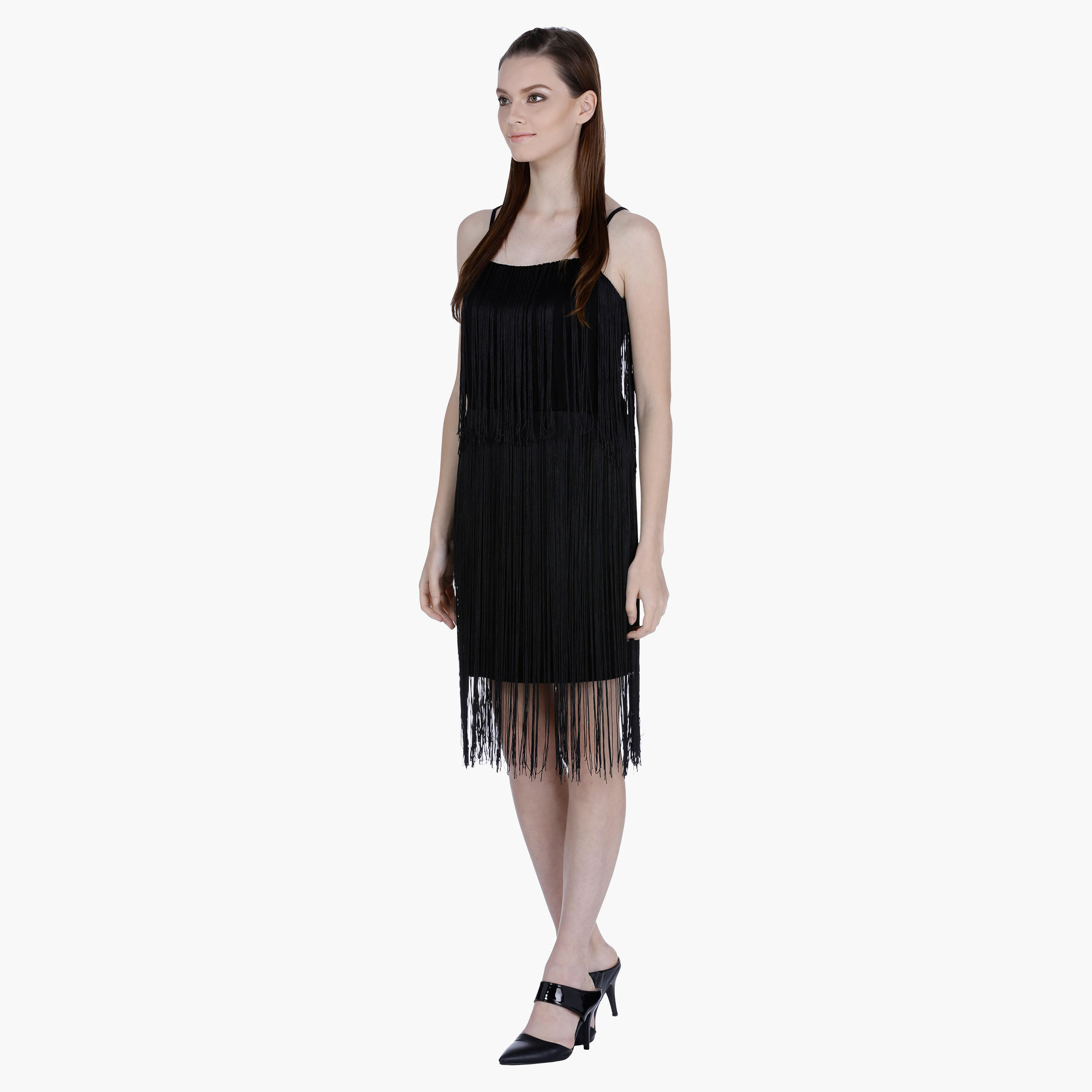 Fringed Shift Dress with Spaghetti Straps-women-clothing-dresses-image-2