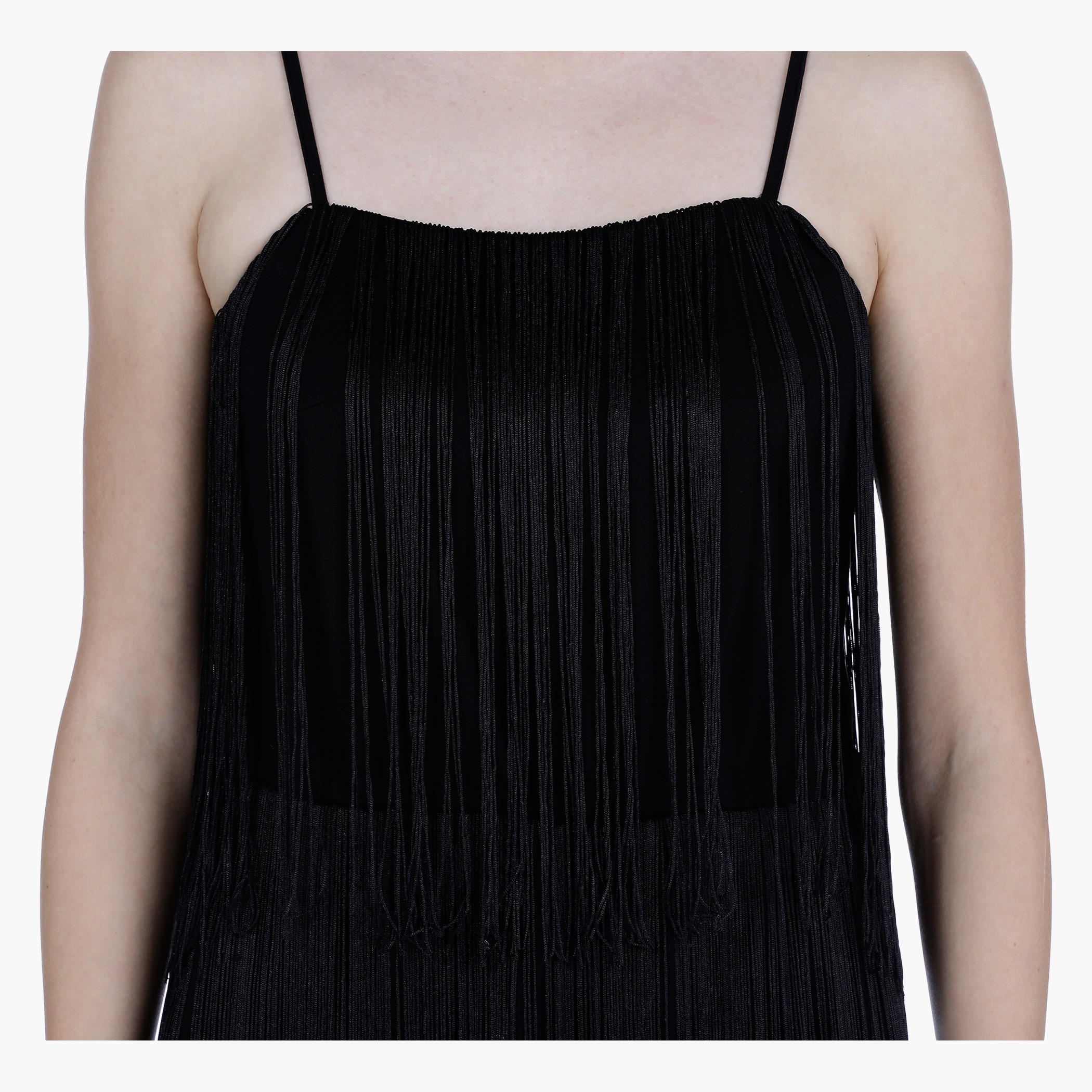 Fringed Shift Dress with Spaghetti Straps-women-clothing-dresses-image-1