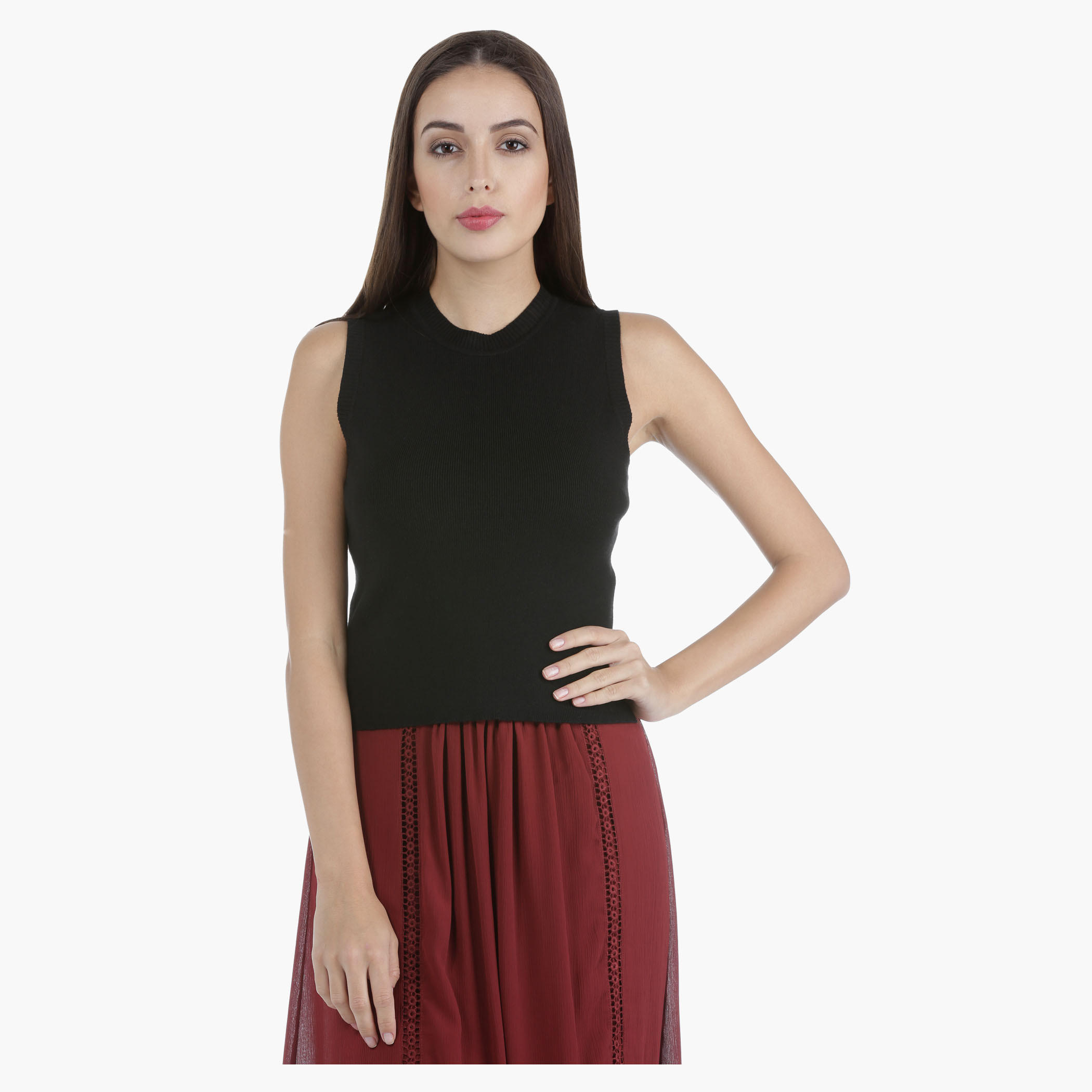 Knit Tank Top in Regular Fit-women-clothing-tshirts-image-1