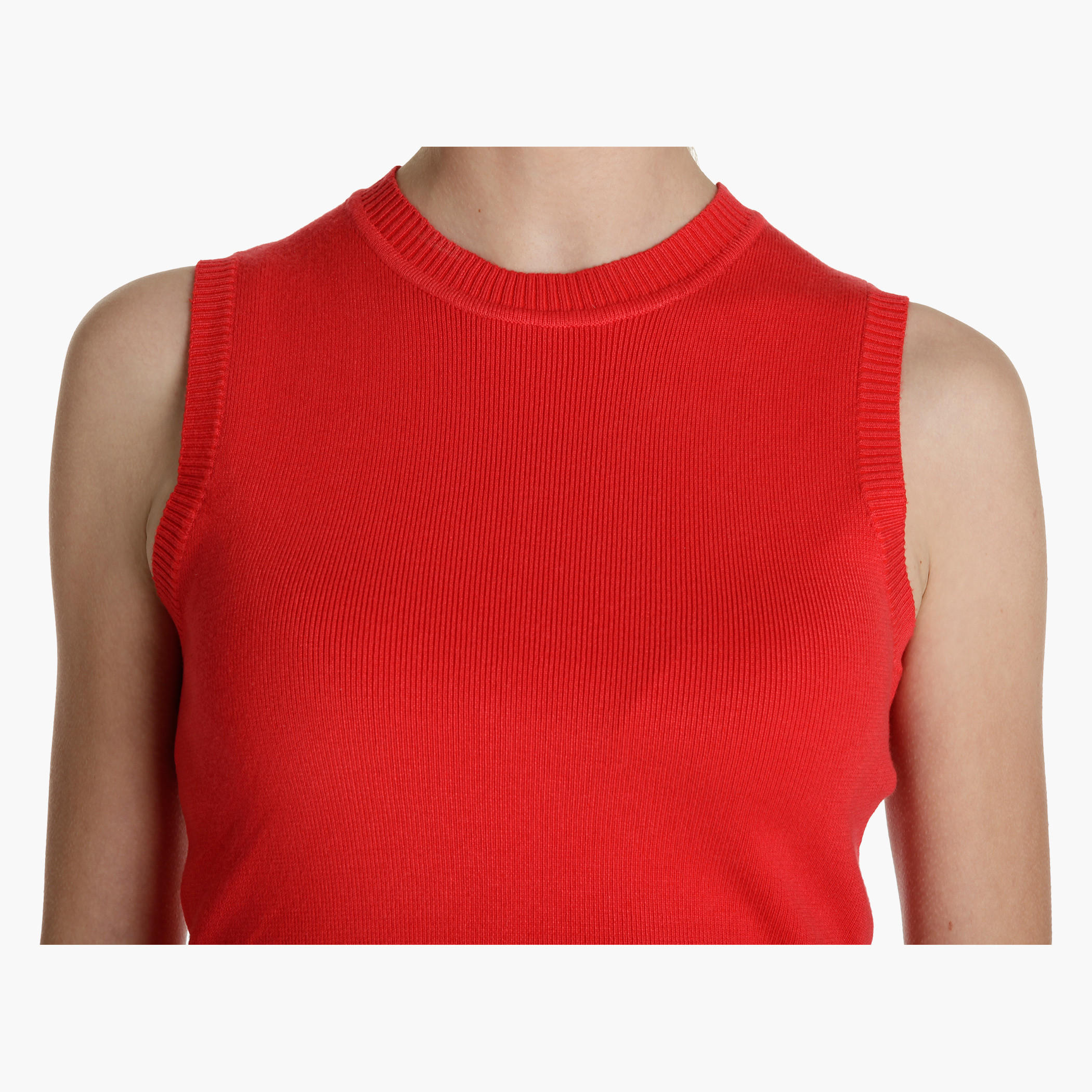 Sleeveless Knitted Top with High Low Hem-women-clothing-tshirts-image-4