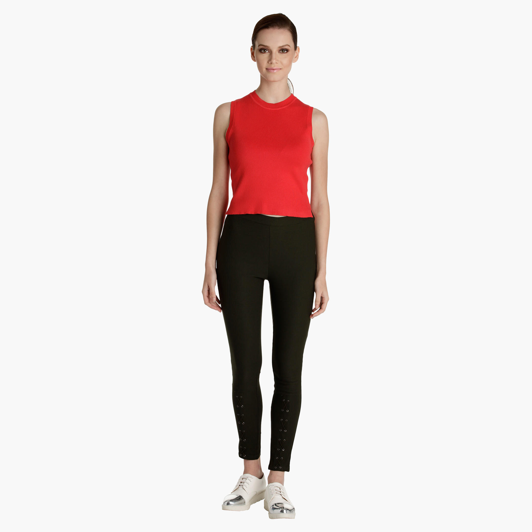 Sleeveless Knitted Top with High Low Hem-women-clothing-tshirts-image-5