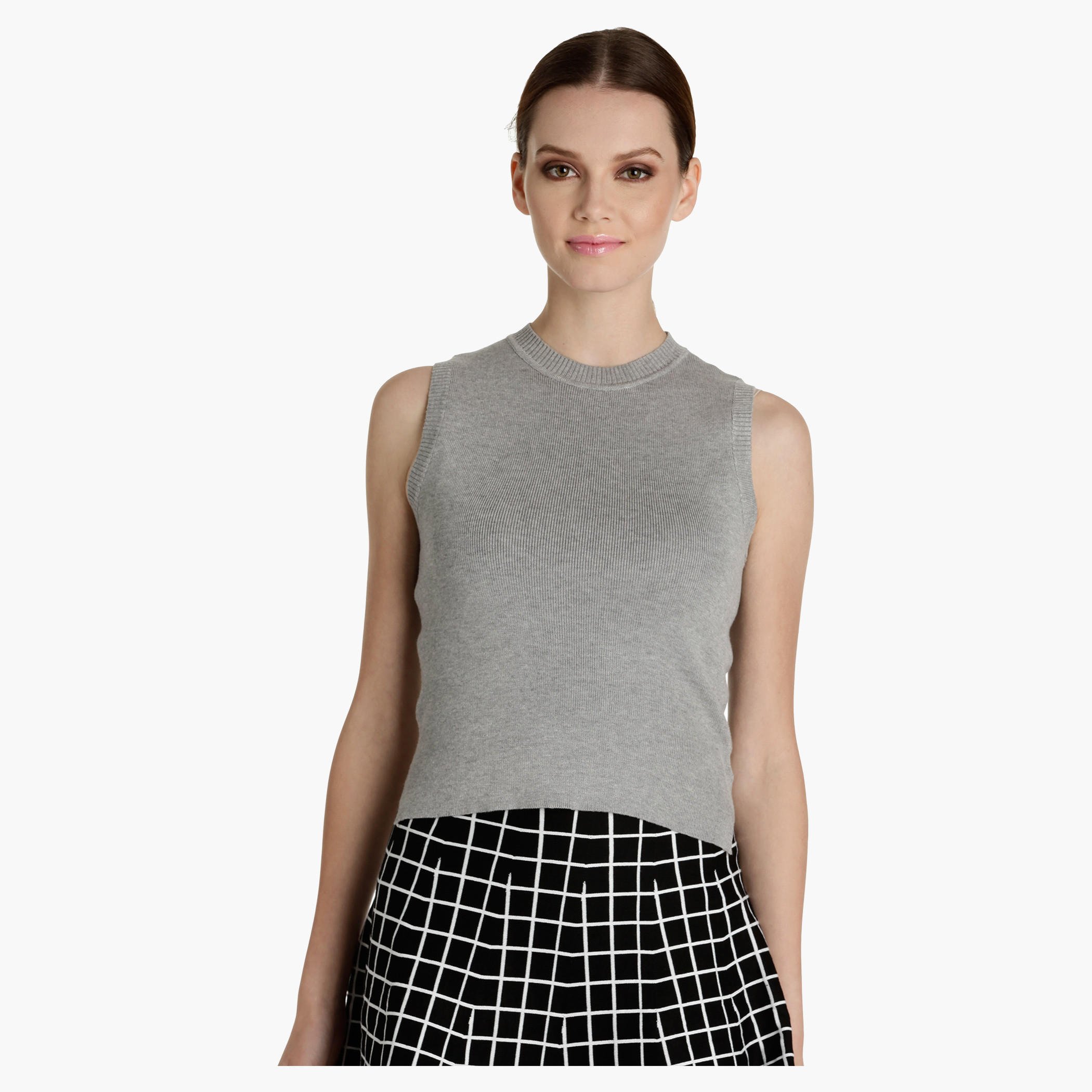 Sleeveless Knitted Top with High Low Hem-women-clothing-tshirts-image-6