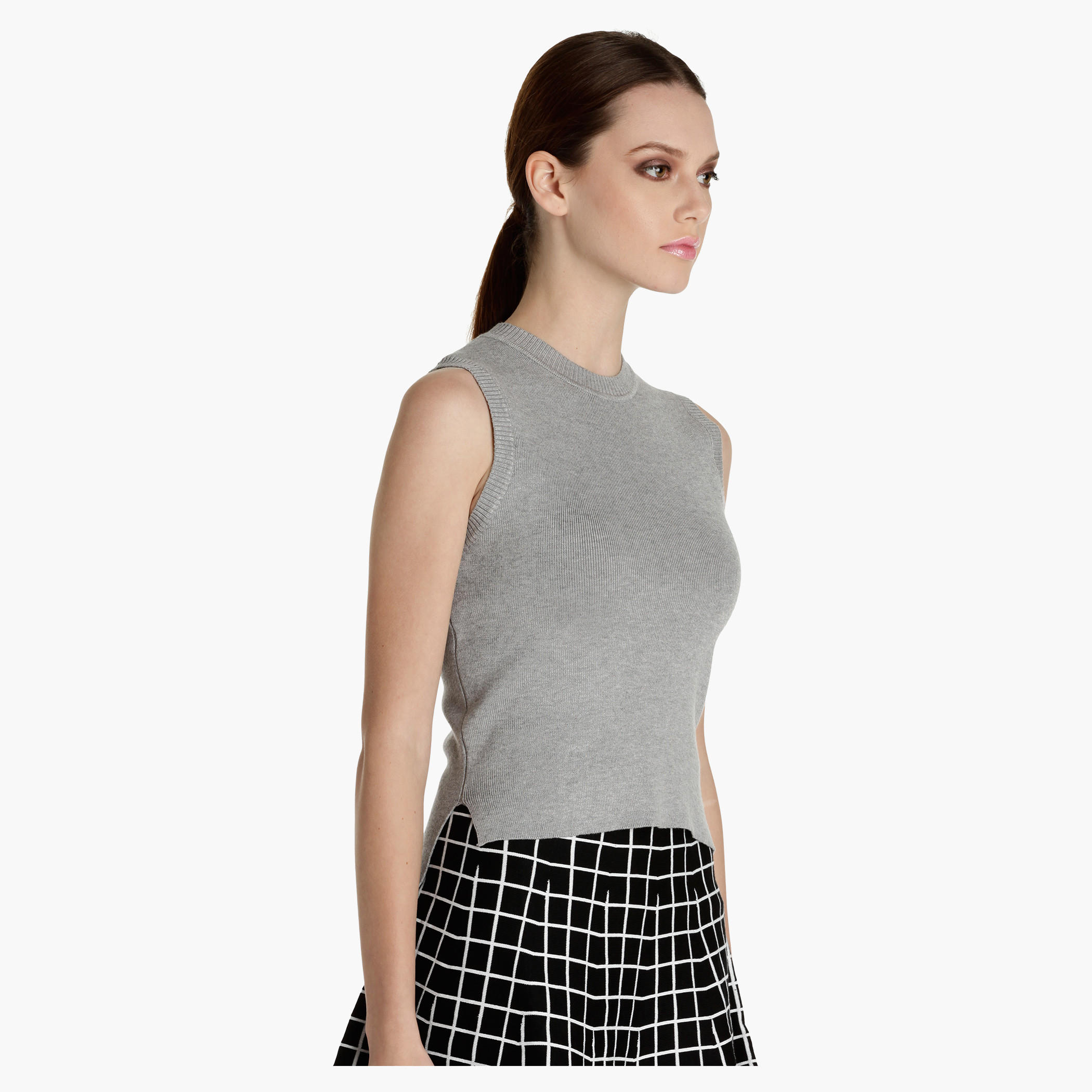 Sleeveless Knitted Top with High Low Hem-women-clothing-tshirts-image-8