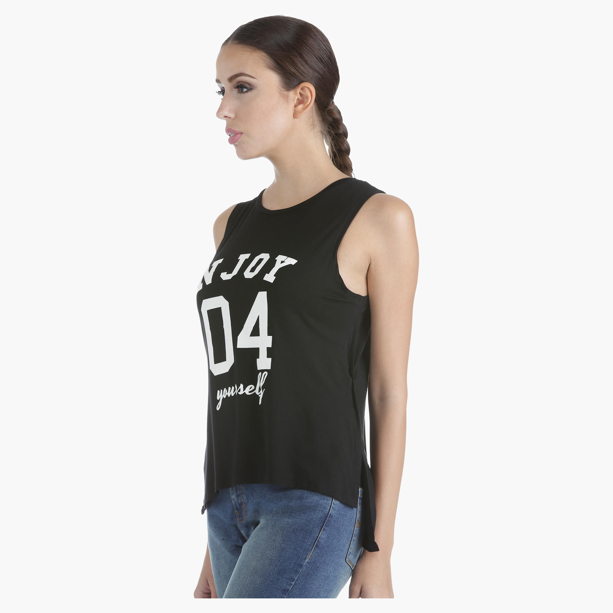 High-Low Graphic Tank Top with Round Neck in Regular Fit-women-clothing-tshirts-image-3