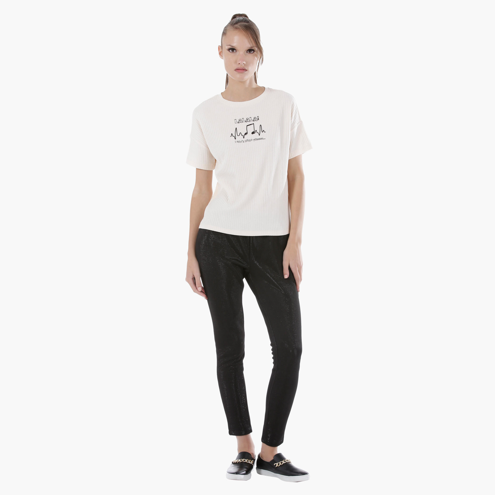 Ribbed T-Shirt with Round Neck and Short Sleeves in Regular Fit-women-clothing-tshirts-image-5