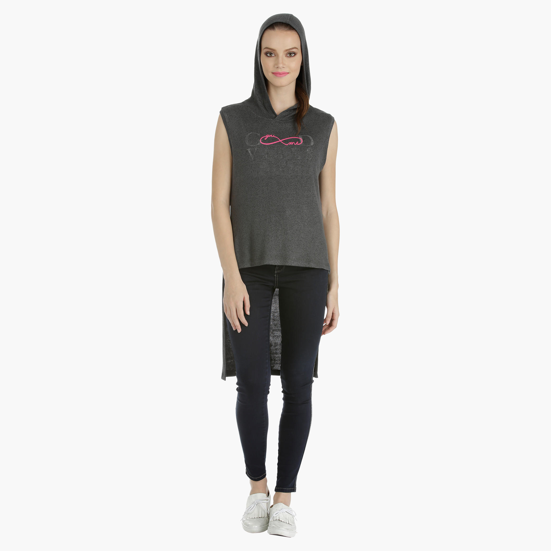Sleeveless High Low Sweatshirt with Hood-women-winterwear-hoodiesandsweatshirts-hoodies-image-1