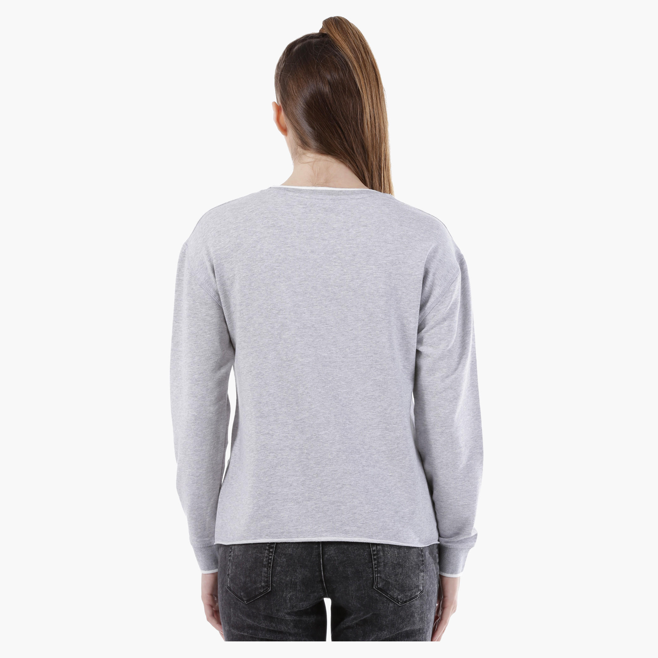 Long-Sleeved Sweatshirt with 3D Trims in Regular Fit-women-winterwear-hoodiesandsweatshirts-sweatshirts-image-2