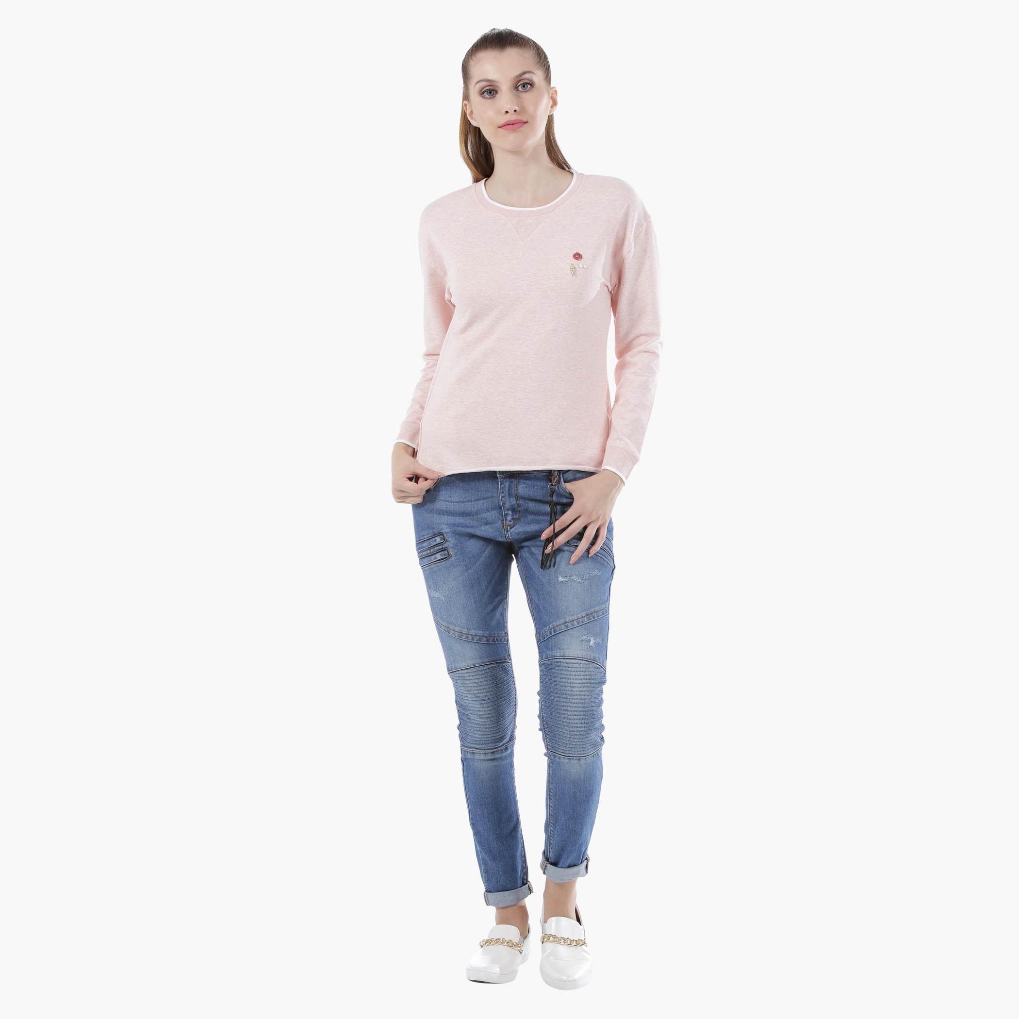 Long-Sleeved Sweatshirt with 3D Trims in Regular Fit-women-winterwear-hoodiesandsweatshirts-sweatshirts-image-5