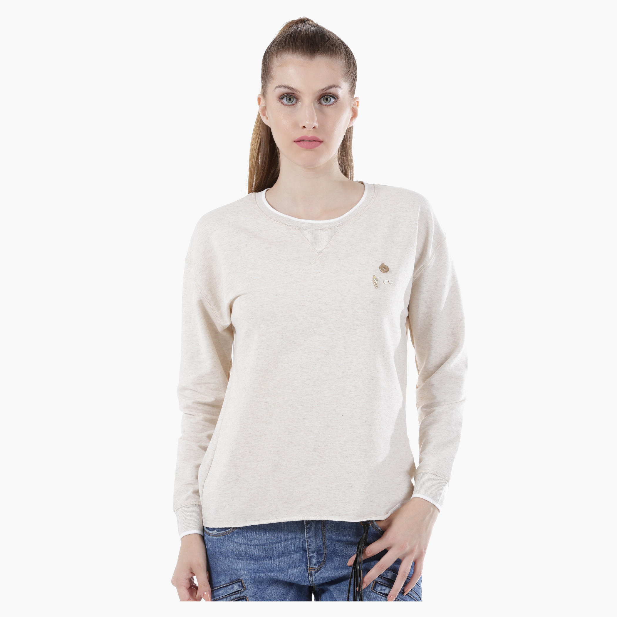 Long-Sleeved Sweatshirt with 3D Trims in Regular Fit-women-winterwear-hoodiesandsweatshirts-sweatshirts-image-6