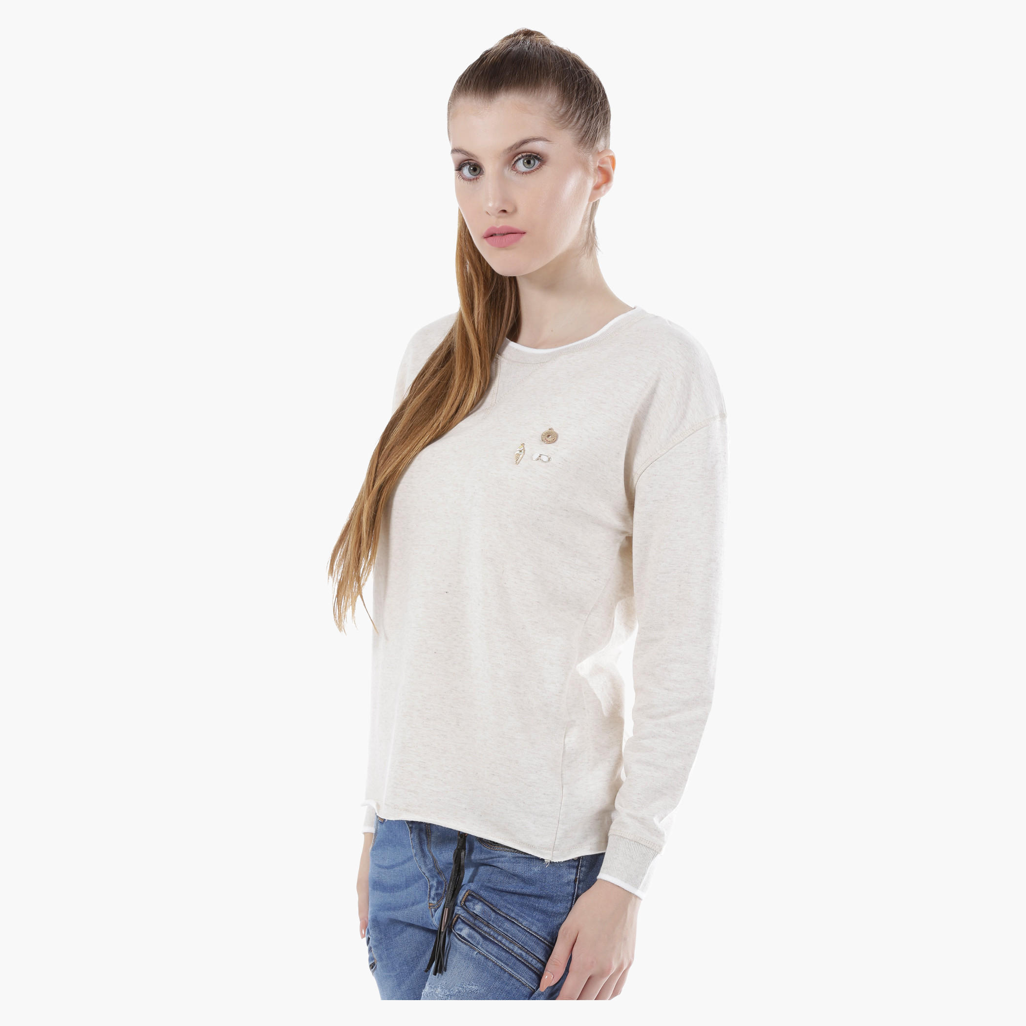 Long-Sleeved Sweatshirt with 3D Trims in Regular Fit-women-winterwear-hoodiesandsweatshirts-sweatshirts-image-8