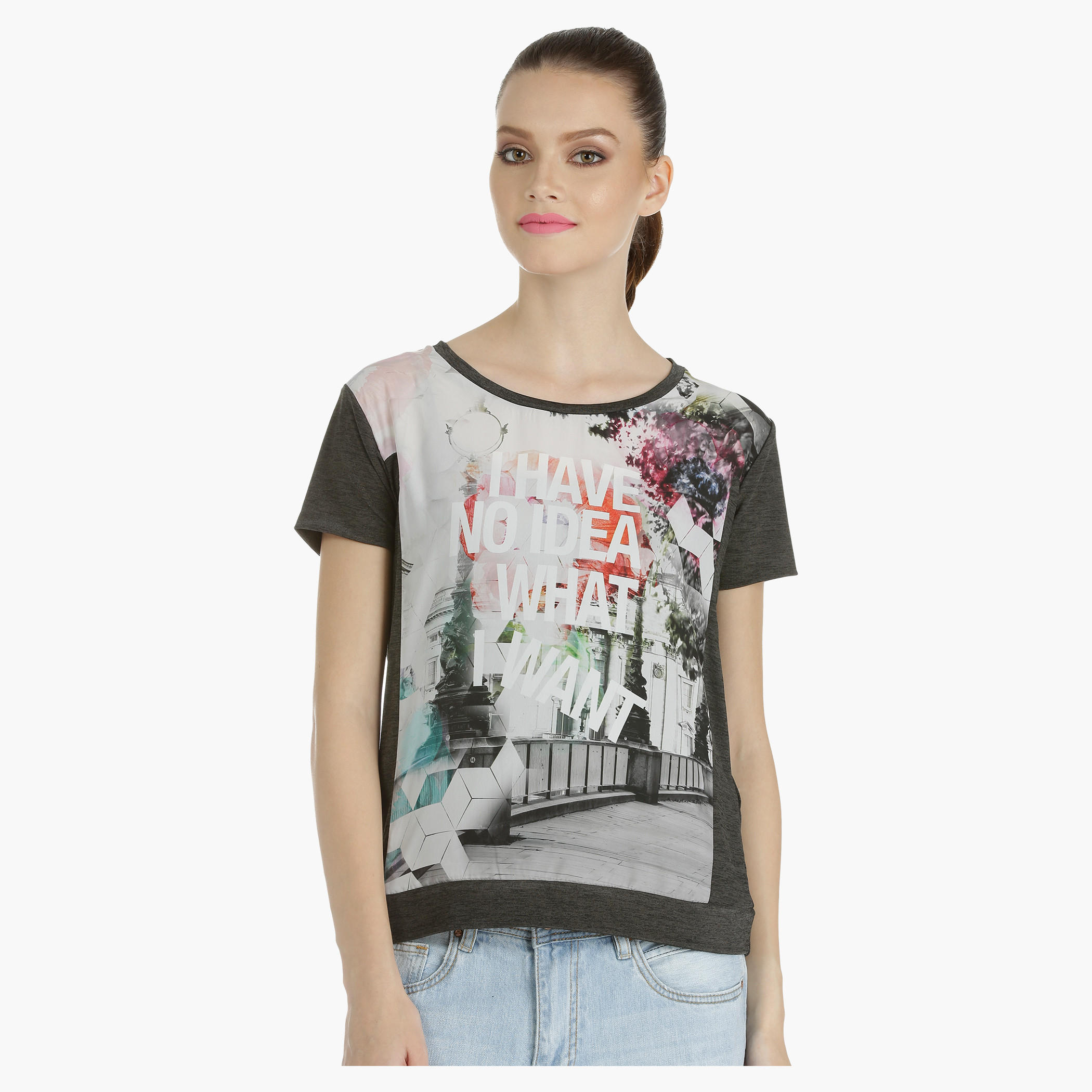 Printed T-shirt with Short Sleeves-women-clothing-tshirts-image-1