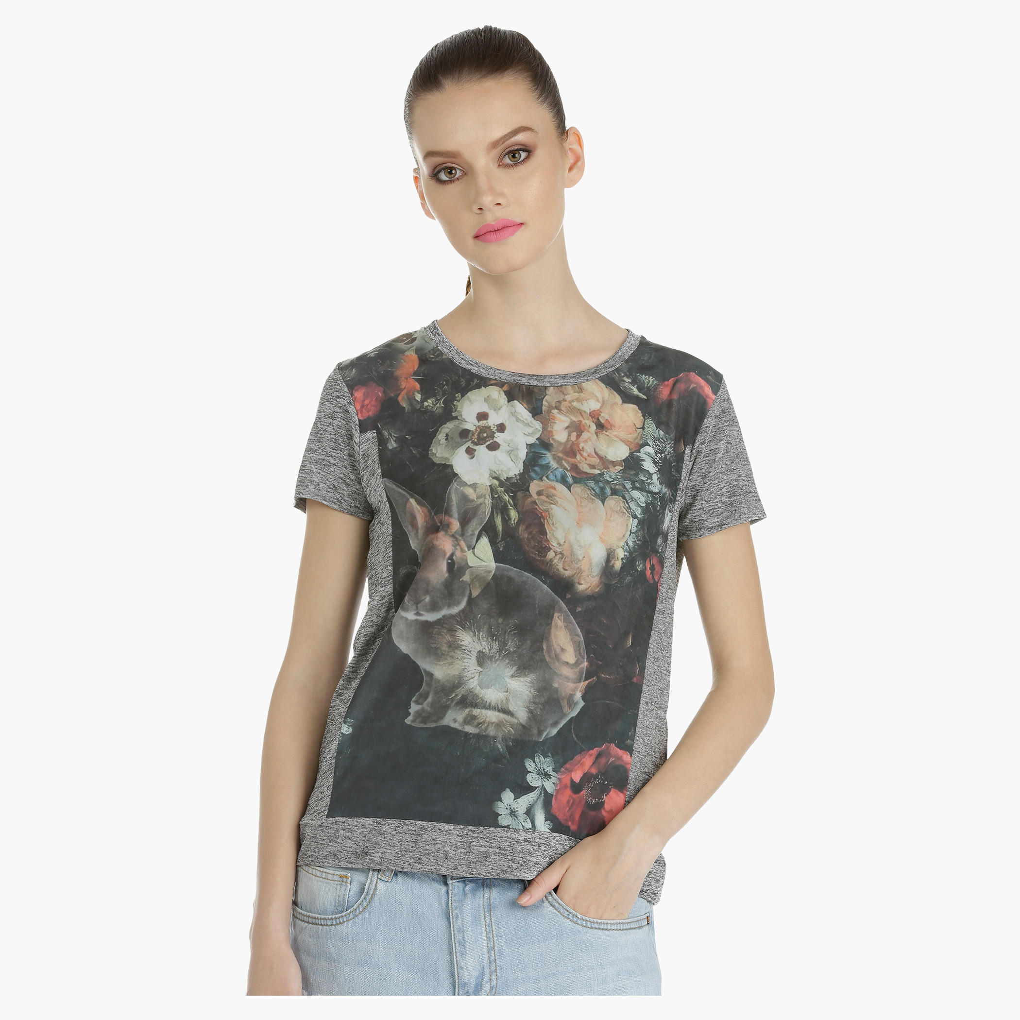Printed T-shirt with Short Sleeves-women-clothing-tshirts-image-1
