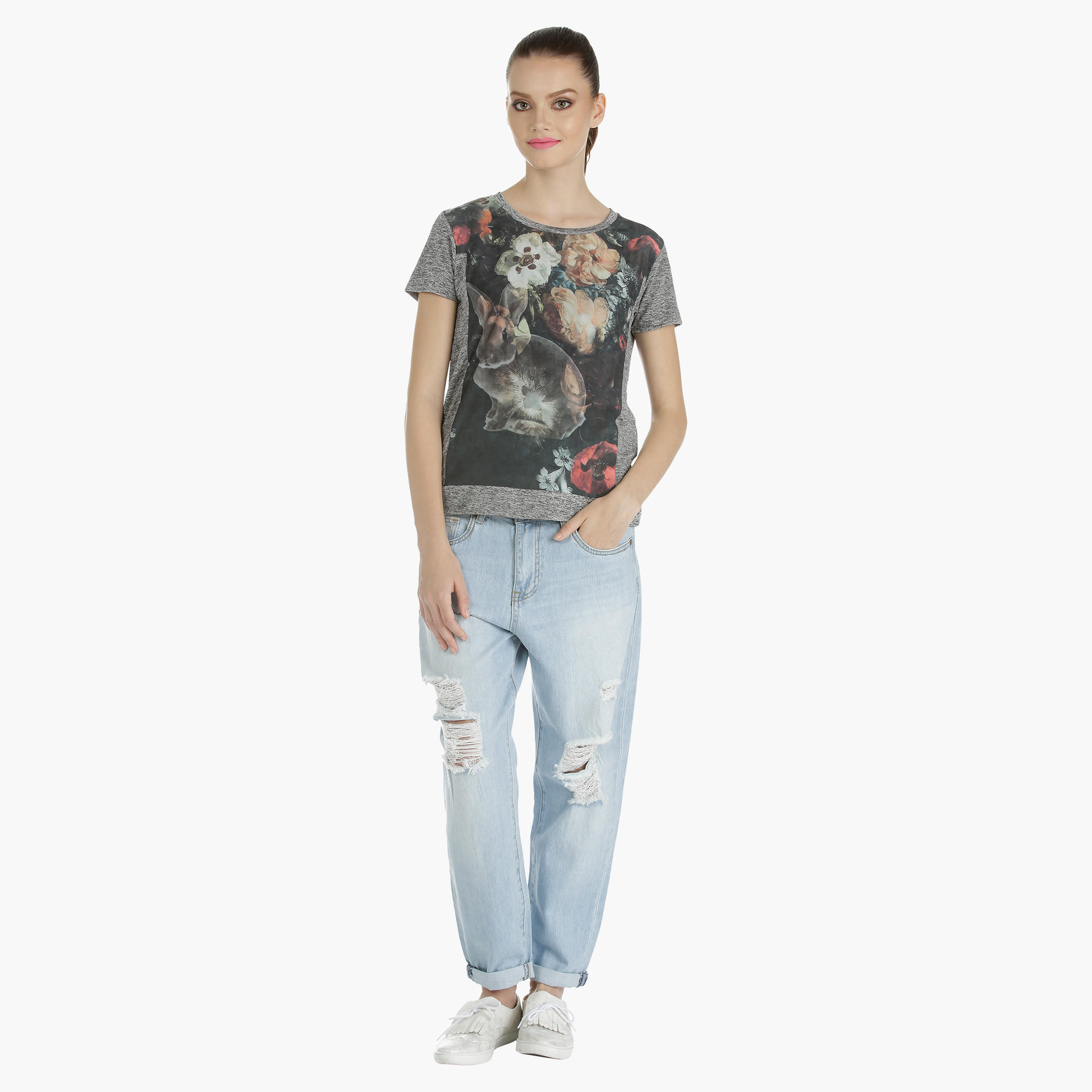 Printed T-shirt with Short Sleeves-women-clothing-tshirts-image-5