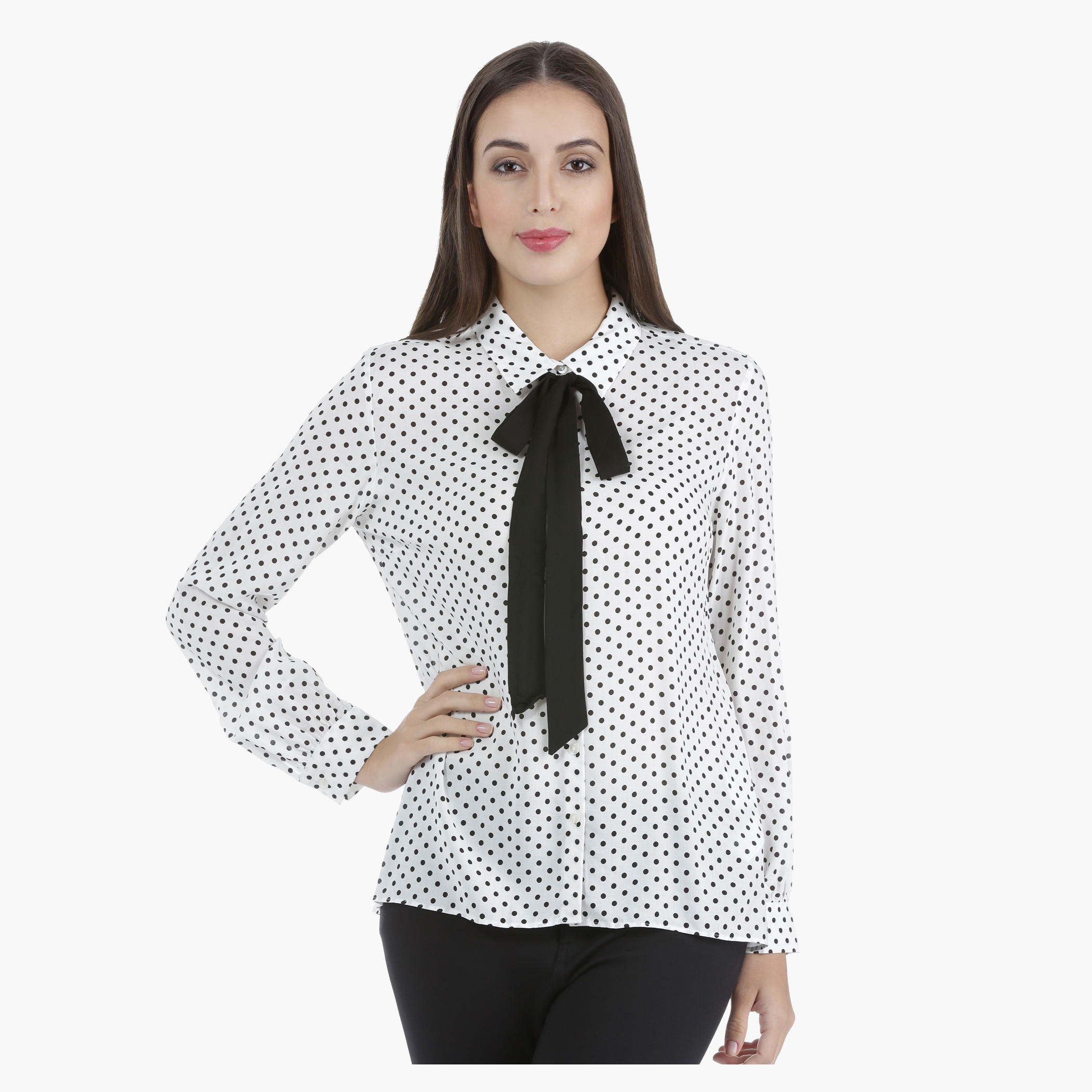 Printed Shirt with Collar Neck and Long Sleeves in Regular Fit-women-clothing-shirtsandblouses-blouses-image-1