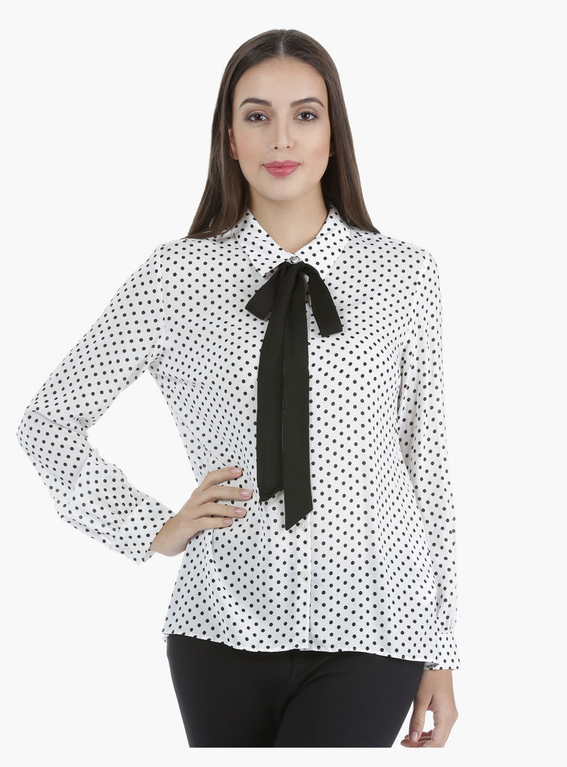 Printed Shirt with Collar Neck and Long Sleeves in Regular Fit-women-clothing-shirtsandblouses-blouses-image-1
