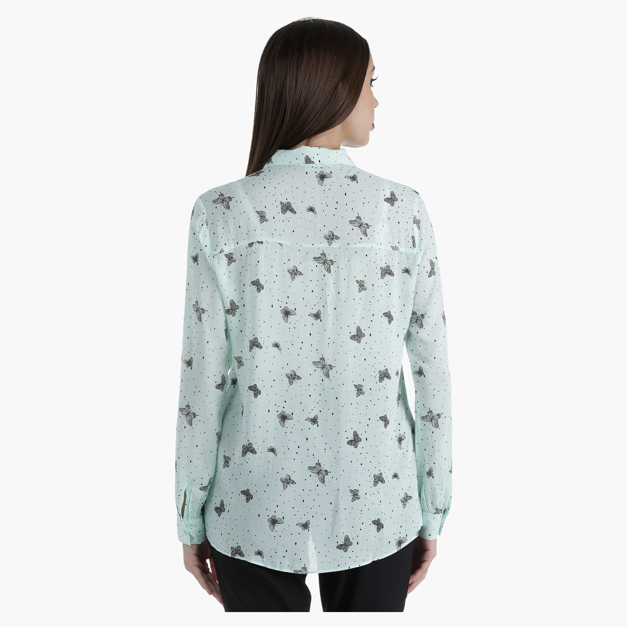 Printed Shirt with Collar Neck and Long Sleeves in Regular Fit-women-clothing-shirtsandblouses-blouses-image-4