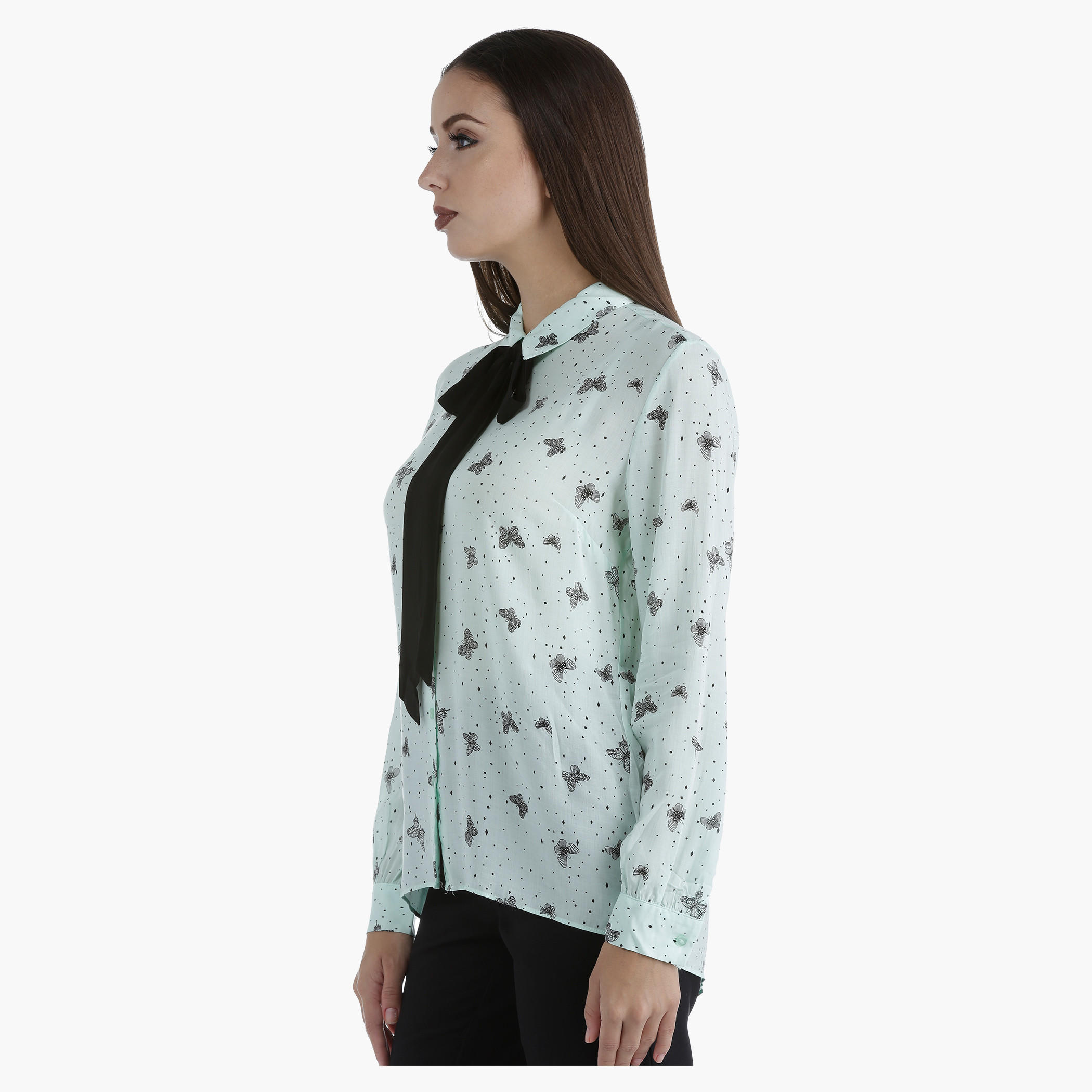Printed Shirt with Collar Neck and Long Sleeves in Regular Fit-women-clothing-shirtsandblouses-blouses-image-3