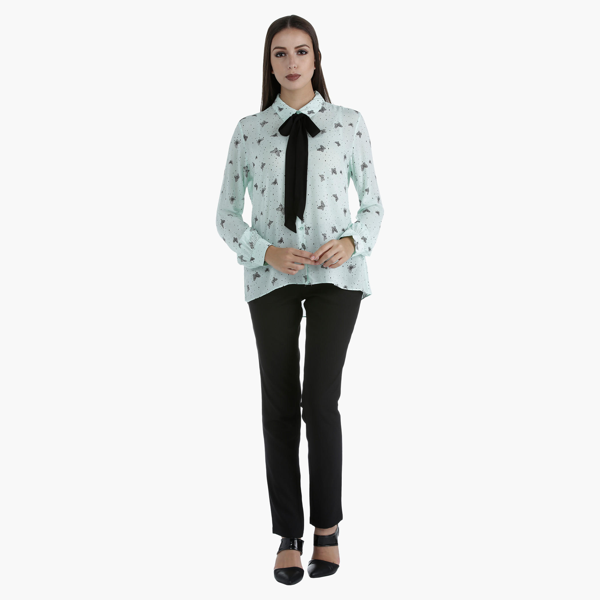 Printed Shirt with Collar Neck and Long Sleeves in Regular Fit-women-clothing-shirtsandblouses-blouses-image-1