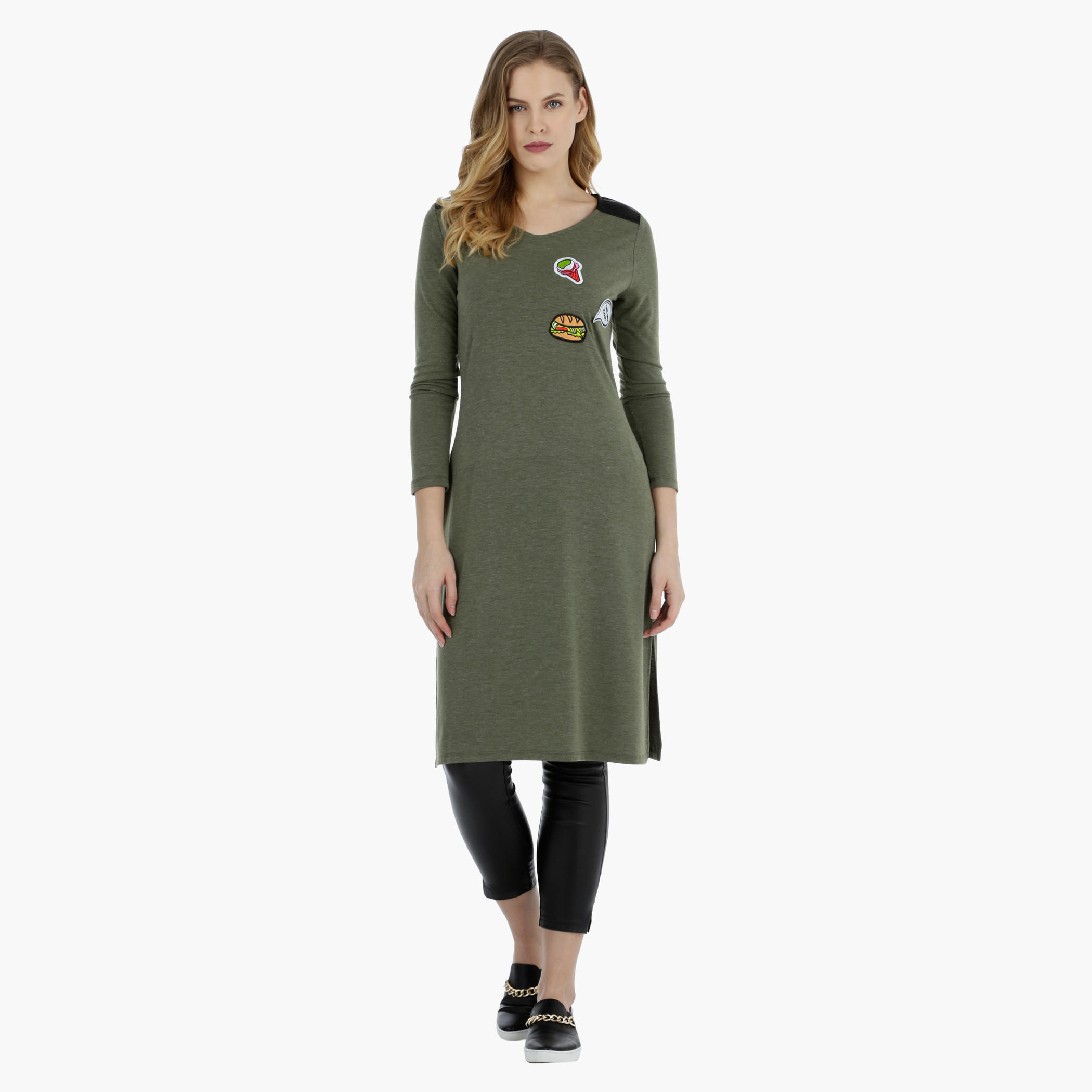 V-neck Tunic Top with PU Panel-women-clothing-shirtsandblouses-blouses-image-5