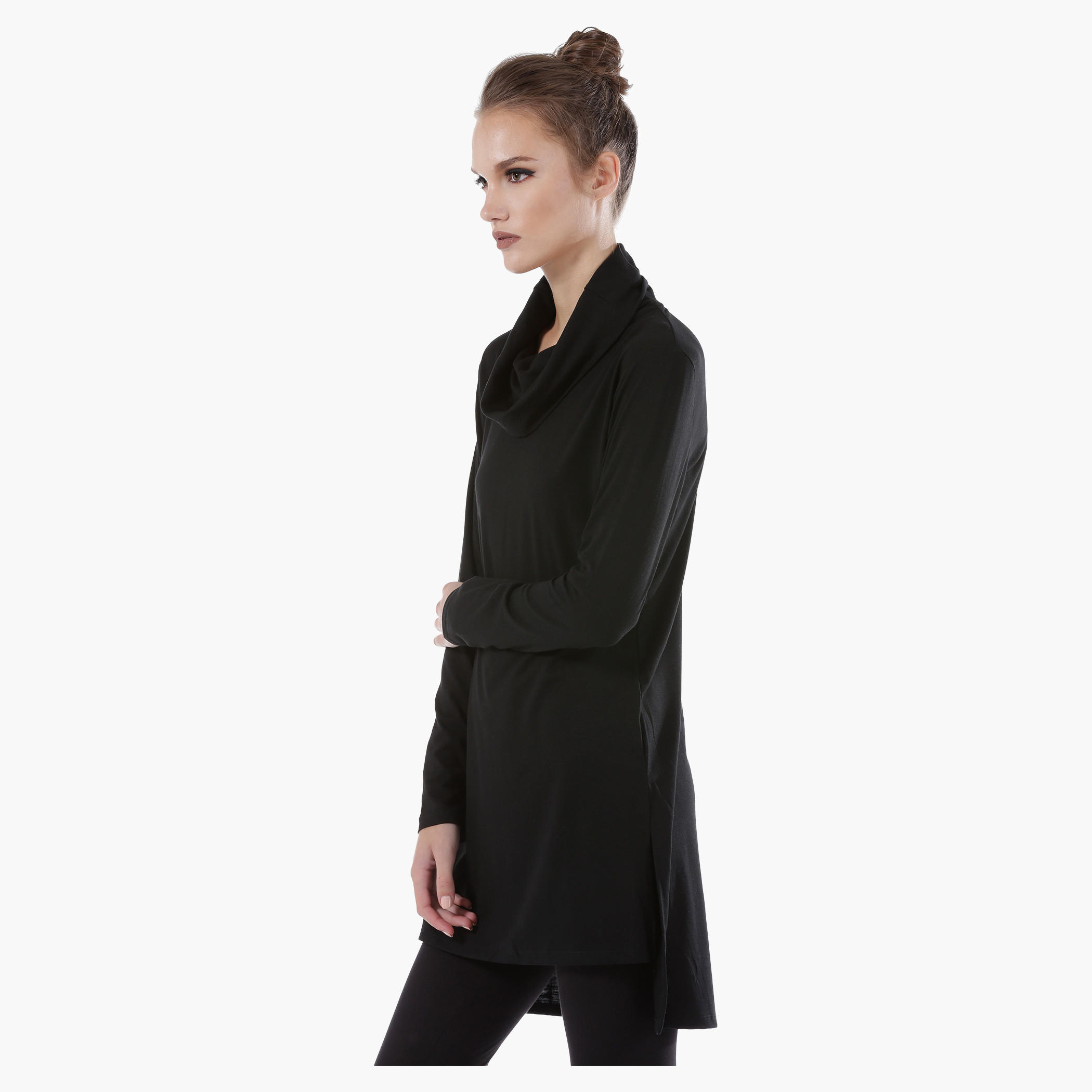 Cowl Neck Top with Long Sleeves and High-Low Hem-women-clothing-shirtsandblouses-blouses-image-3