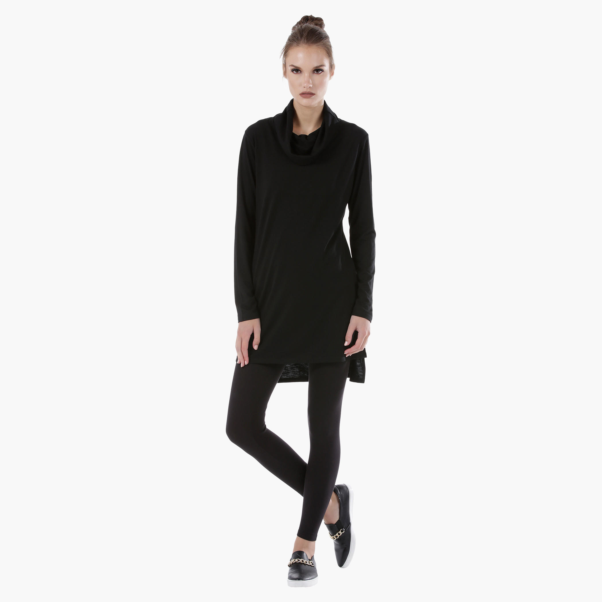 Cowl Neck Top with Long Sleeves and High-Low Hem-women-clothing-shirtsandblouses-blouses-image-5