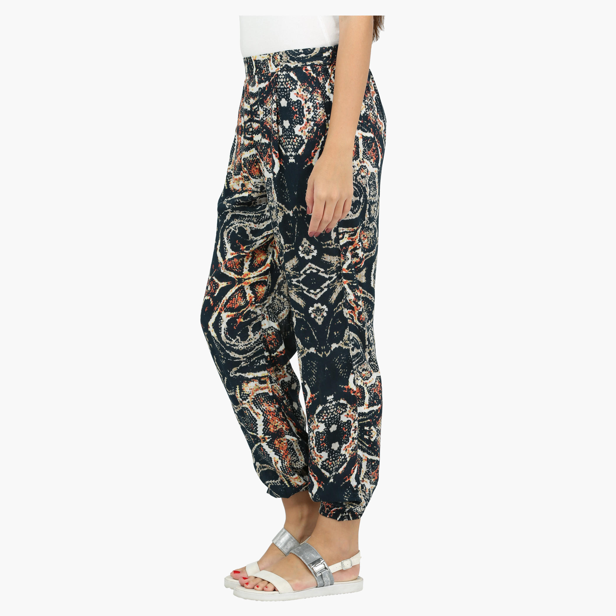 Printed Pants with Elasticised Waistband and Cuffs-women-clothing-bottoms-trousers-image-3