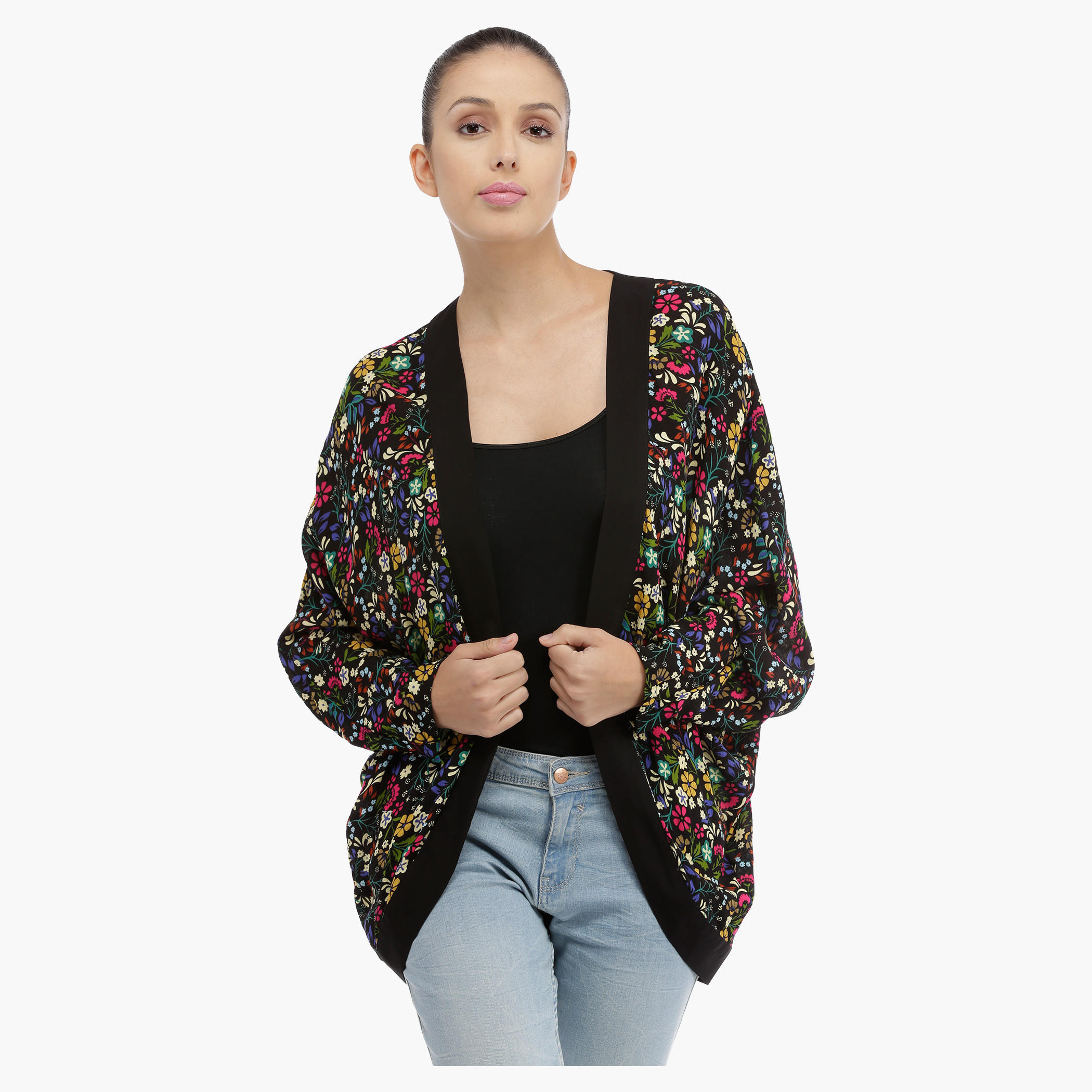 Floral Shrug with Bat Sleeves-women-winterwear-cardigansandjumpers-cardigans-image-1
