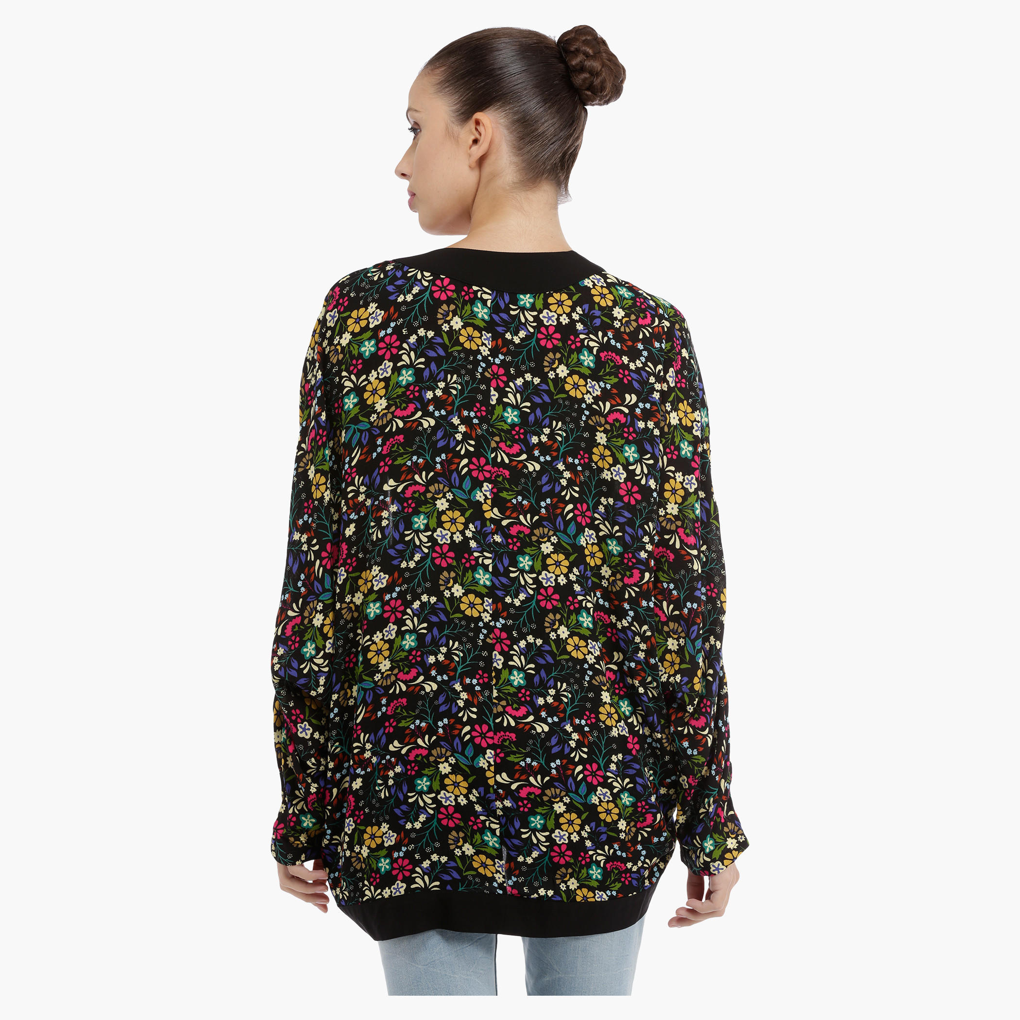 Floral Shrug with Bat Sleeves-women-winterwear-cardigansandjumpers-cardigans-image-2