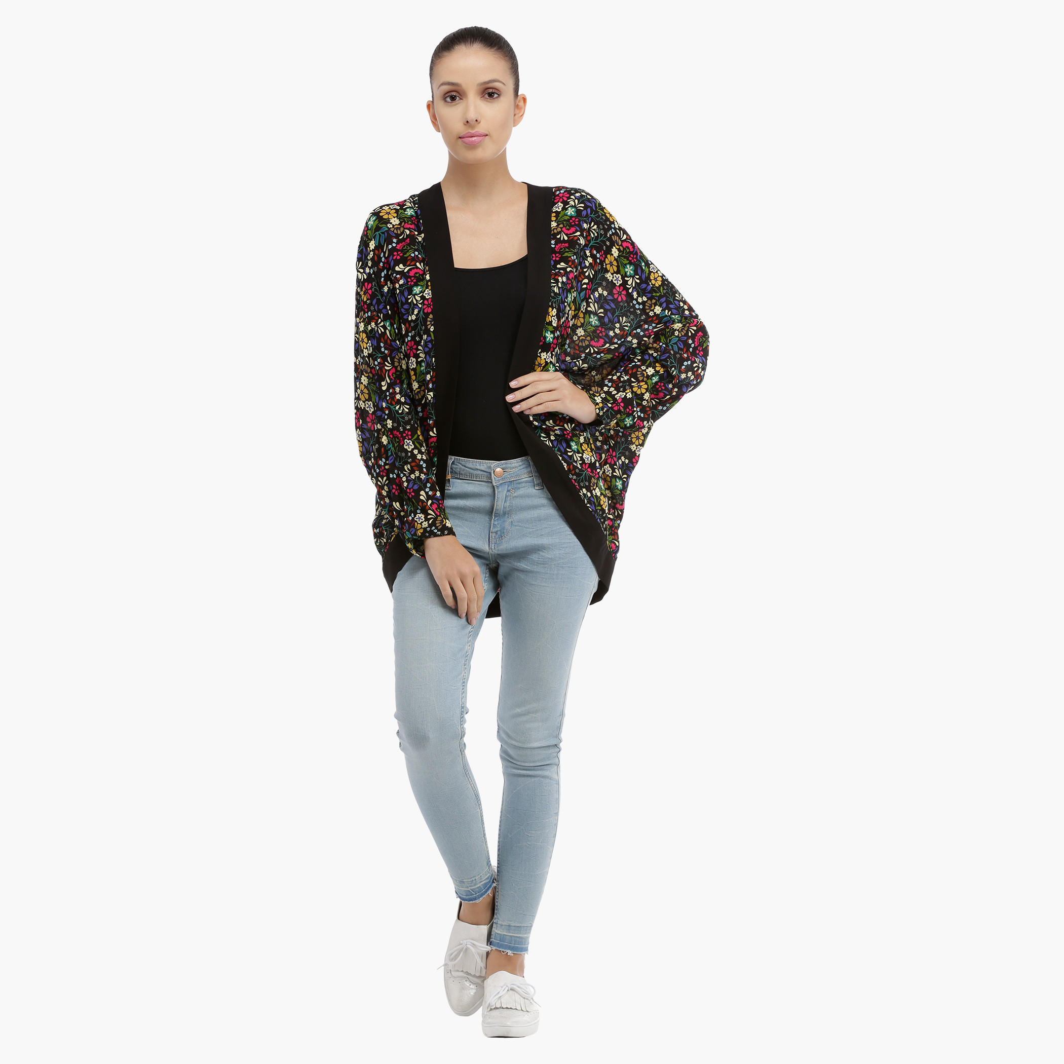 Floral Shrug with Bat Sleeves-women-winterwear-cardigansandjumpers-cardigans-image-5