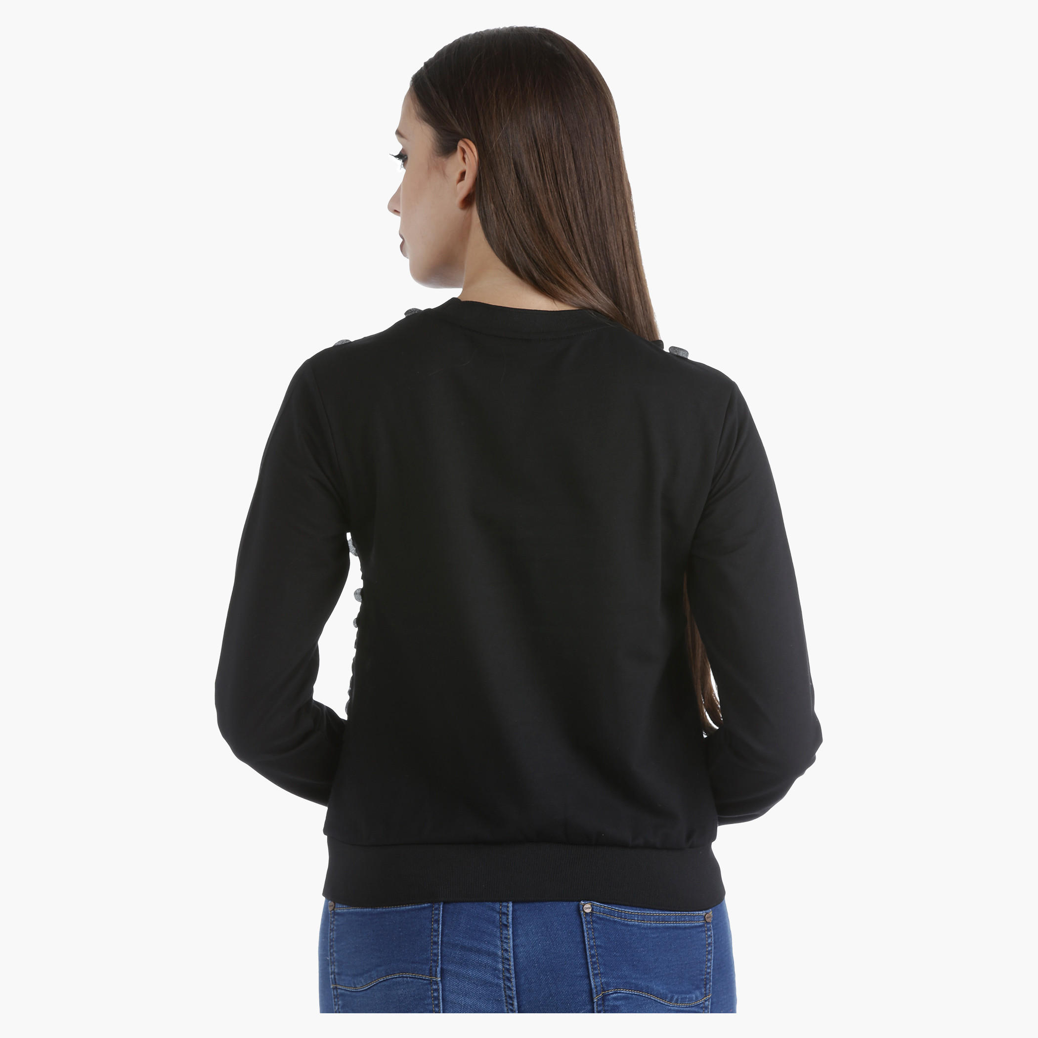 Long-Sleeved Sweatshirt with Fabric Sequins in Regular Fit-women-winterwear-hoodiesandsweatshirts-sweatshirts-image-2